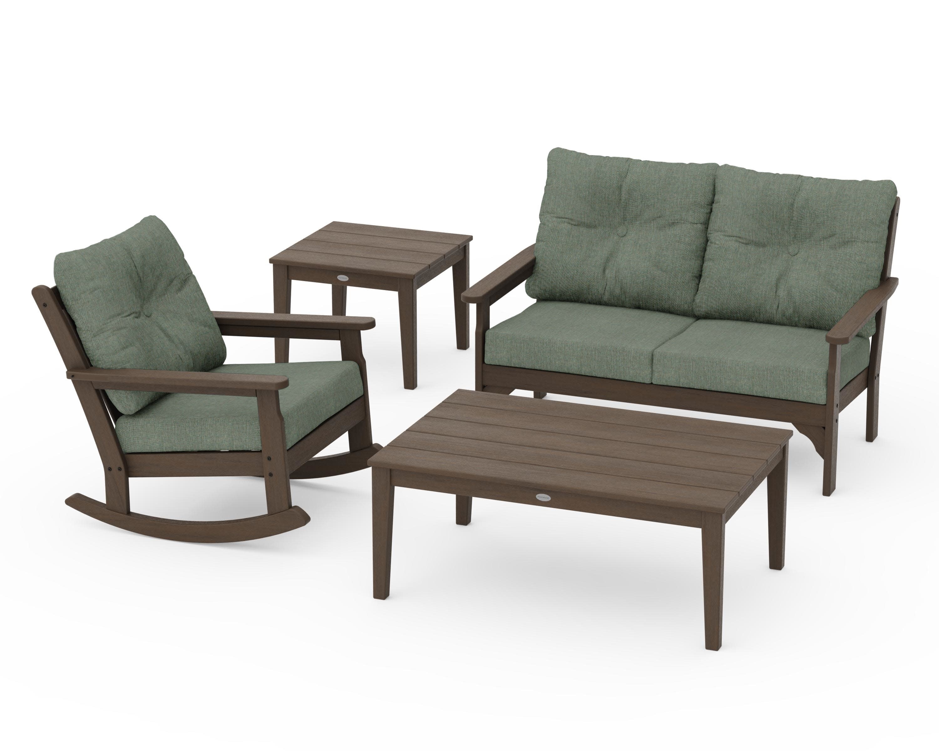 Vineyard 4-Piece Deep Seating Rocker Set in Kona / Cast Sage