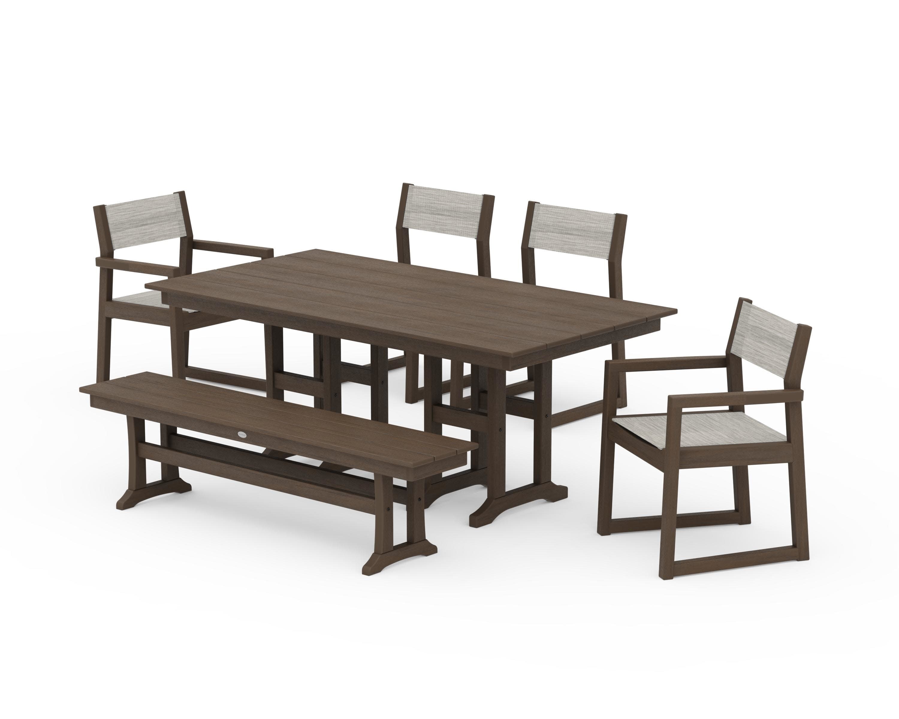 EDGE Sling 6-Piece Farmhouse Dining Set in Kona / Birch Sling