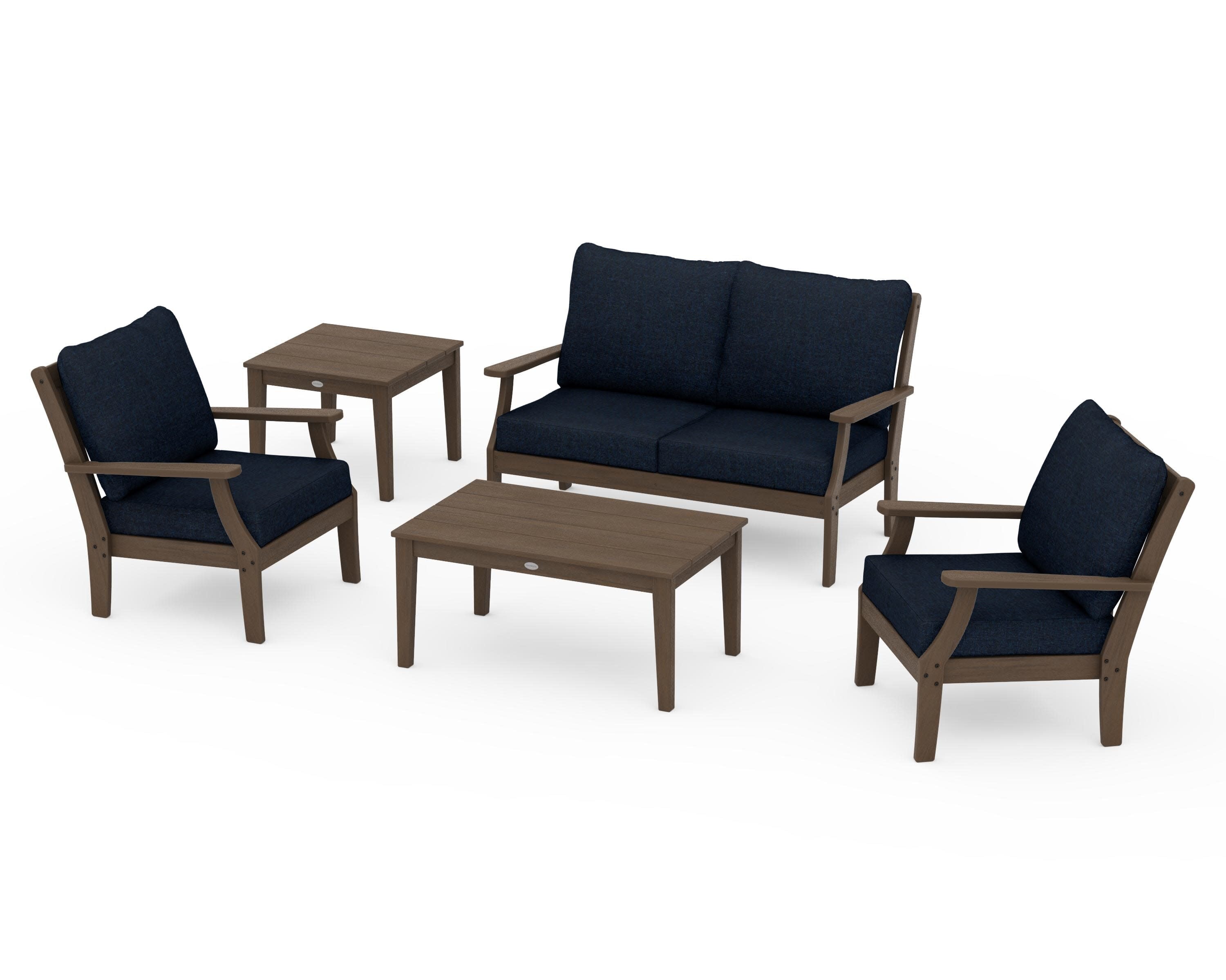 Braxton 5-Piece Deep Seating Set in Kona / Marine Indigo