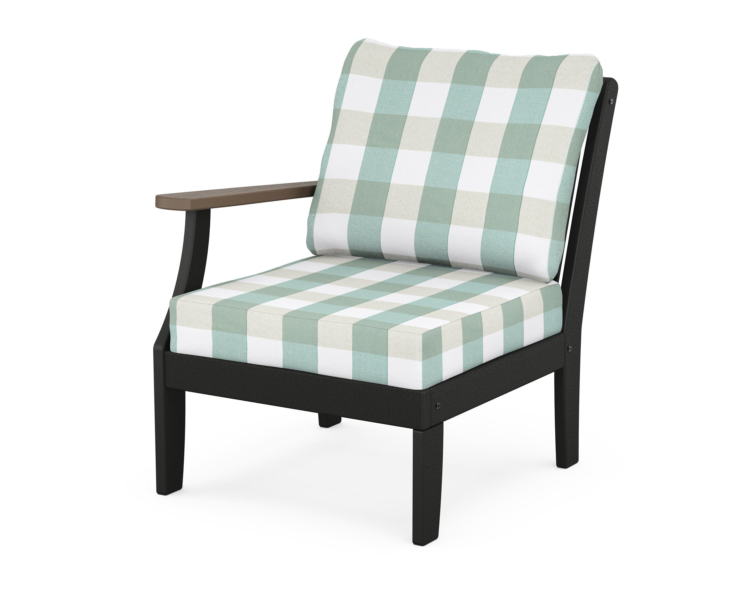Braxton Modular Left Arm Chair in Black / Kona / Buffalo Plaid Glacier Spa