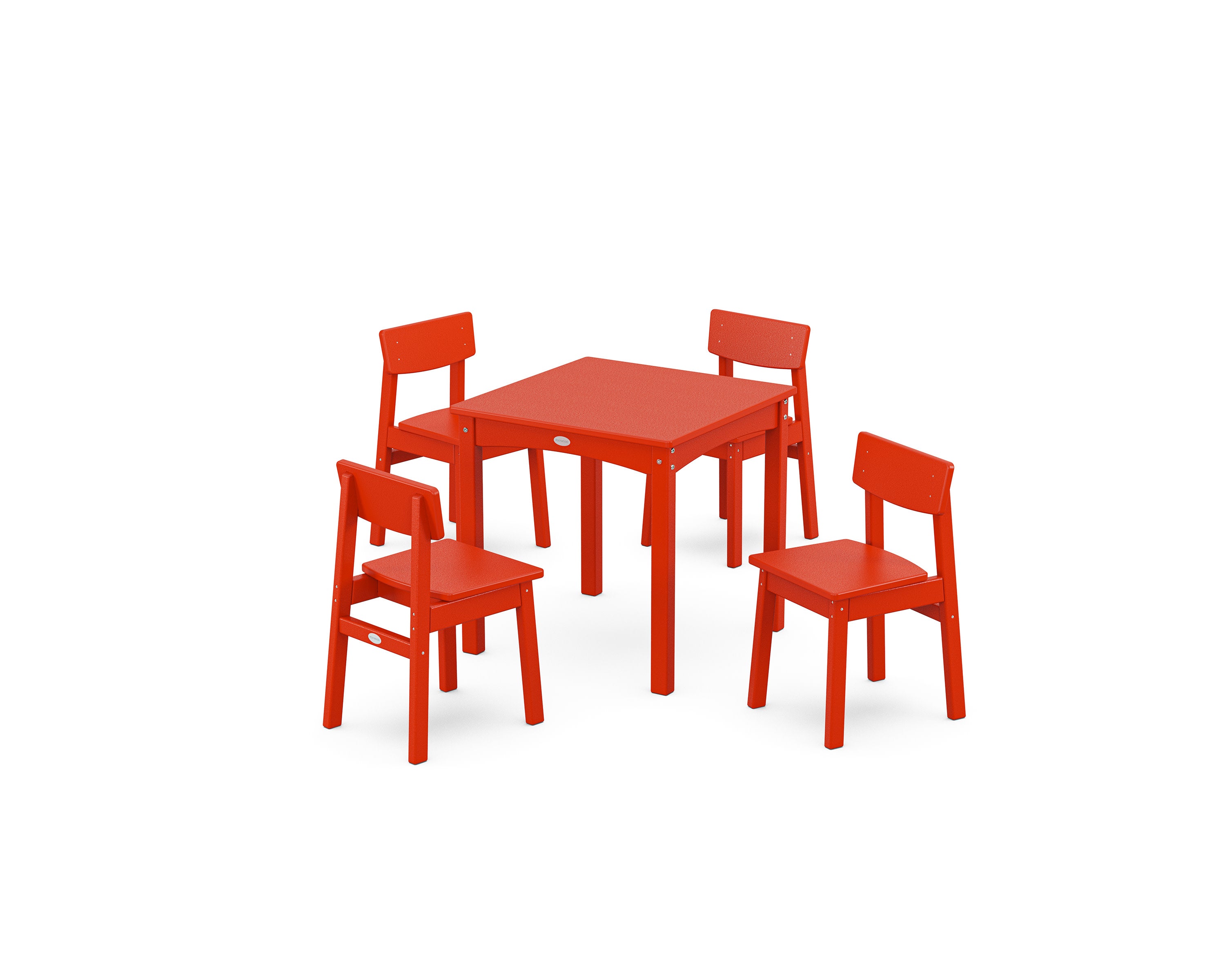 Modern Studio Kids 5-Piece Dining Set in Sunset Red