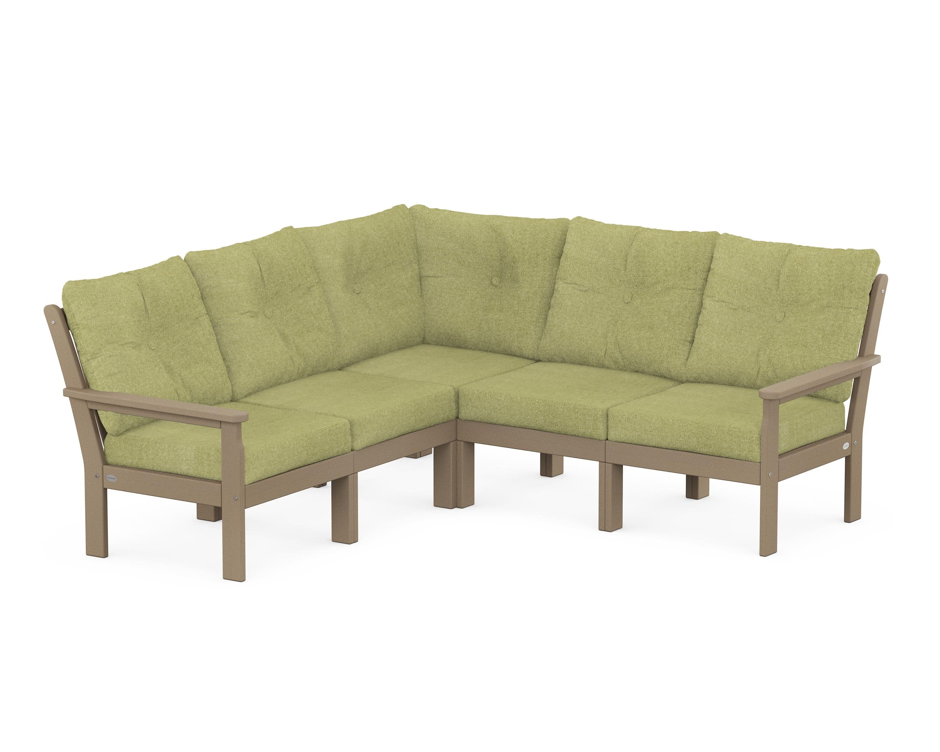 Vineyard 5-Piece Sectional in Vintage Sahara / Chartreuse Boucle