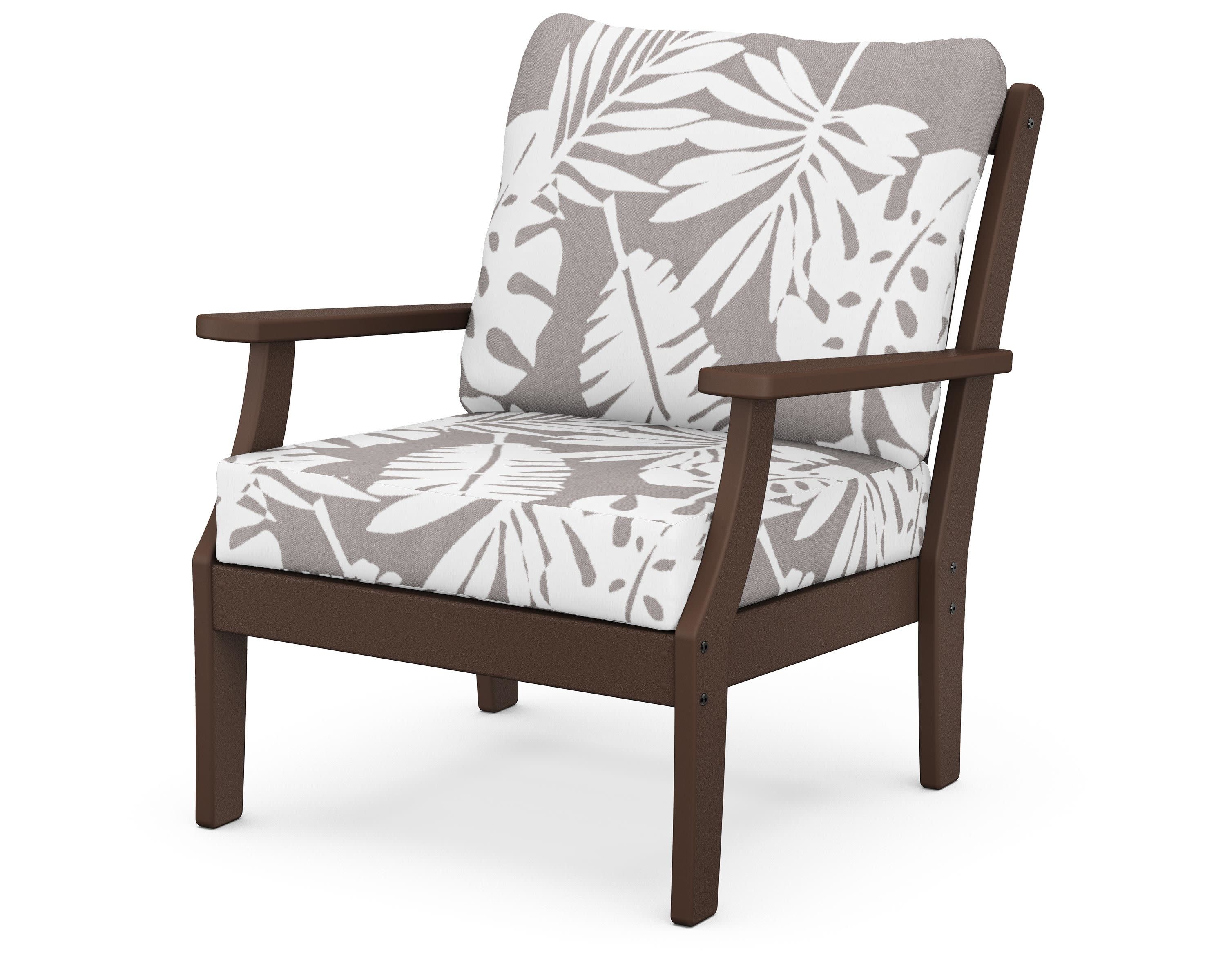Braxton Deep Seating Chair in Mahogany / Leaf Grey Mist