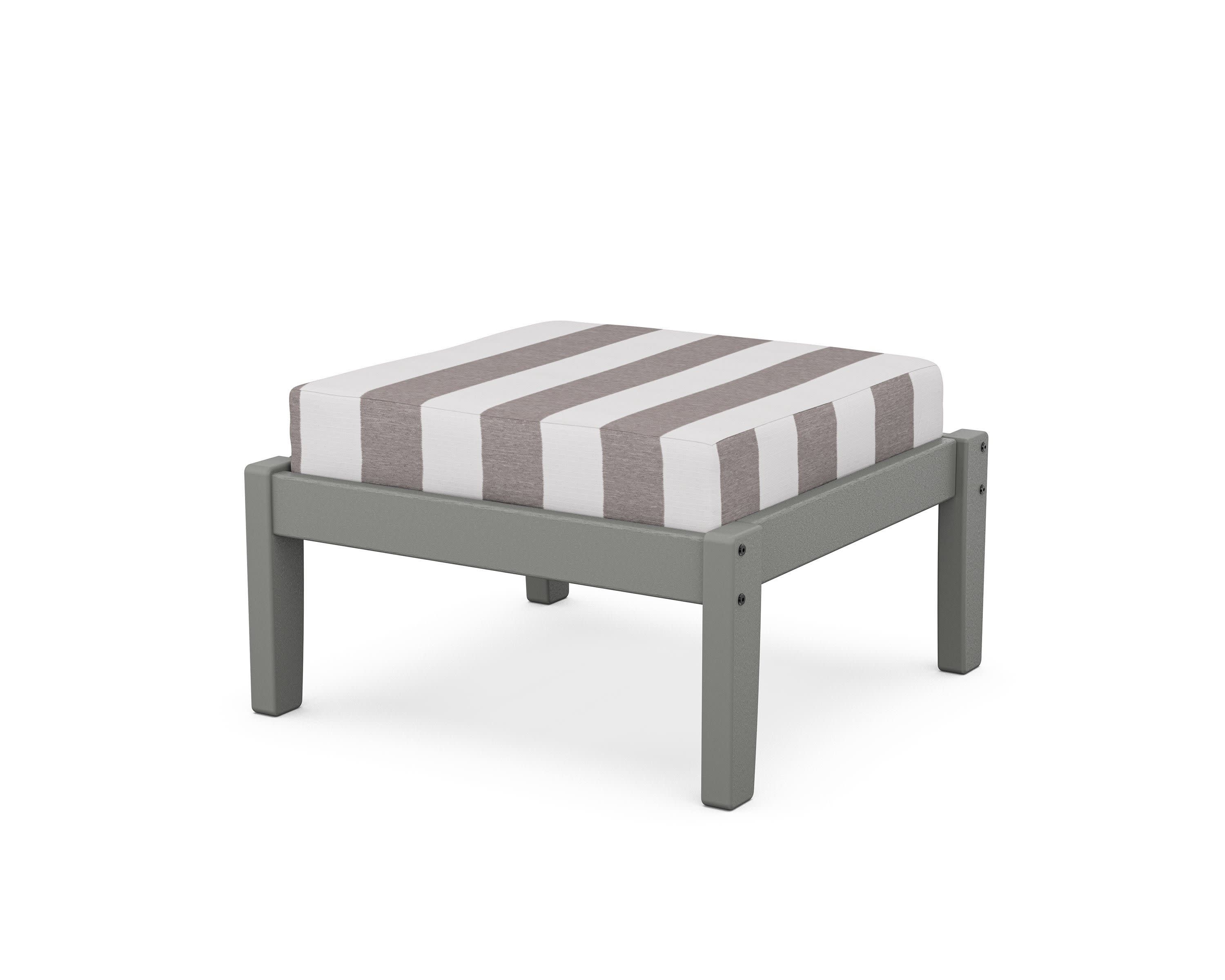 Deep Seating Ottoman in Slate Grey / Cabana Stripe Grey Mist