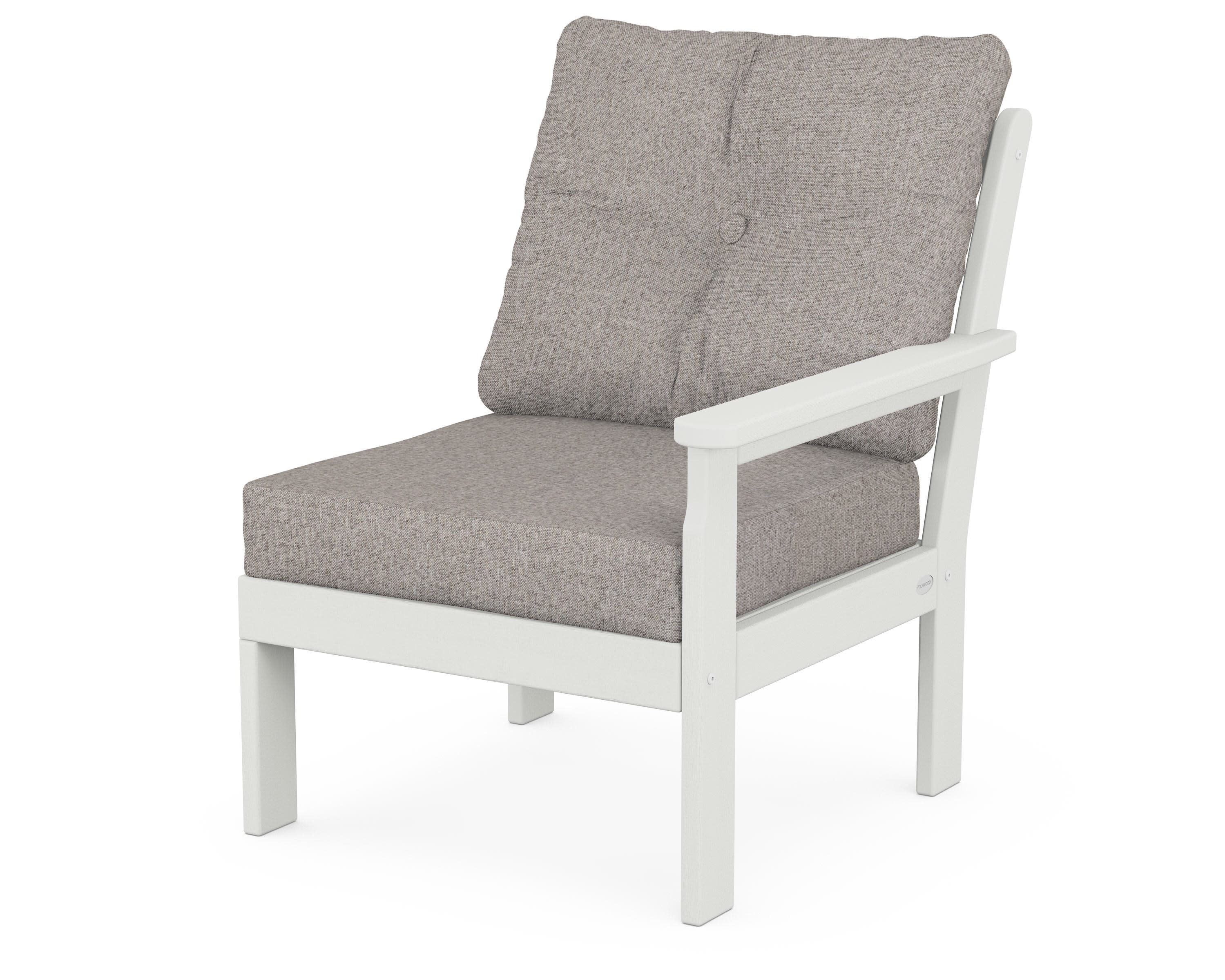 Vineyard Modular Right Arm Chair in Vintage White / Weathered Tweed