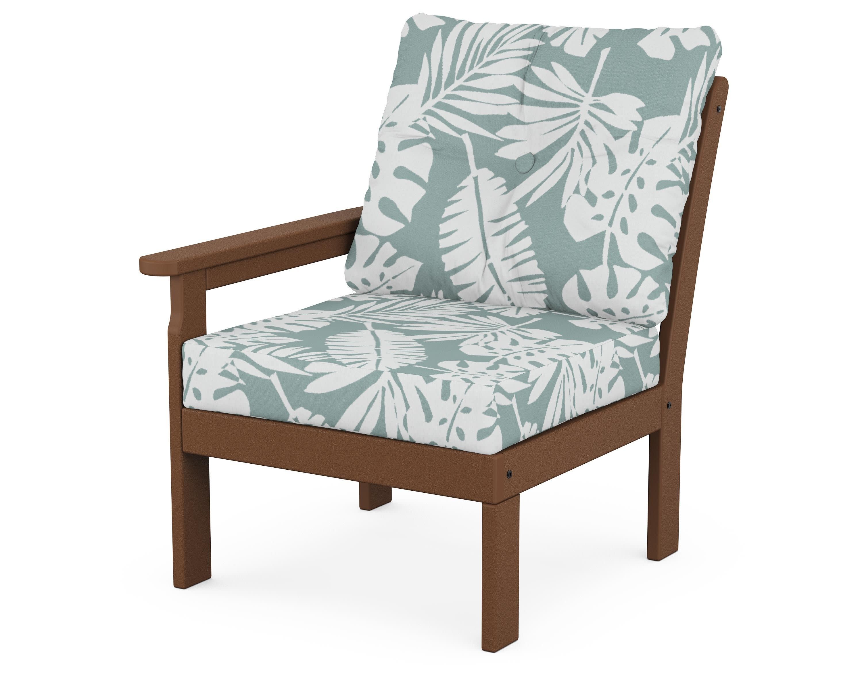 Vineyard Modular Left Arm Chair in Teak / Leaf Glacier Spa
