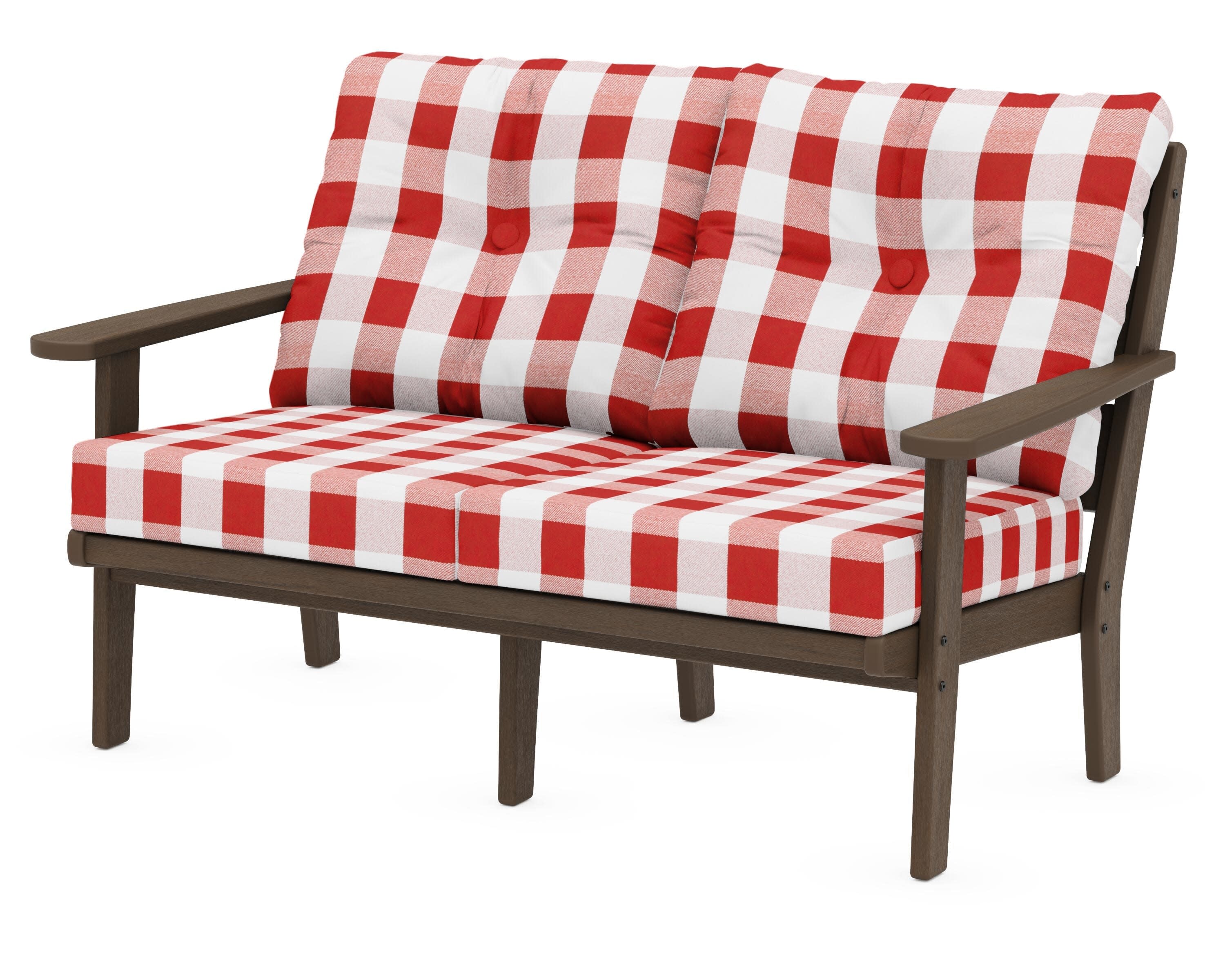 Lakeside Deep Seating Loveseat in Kona / Buffalo Plaid Crimson