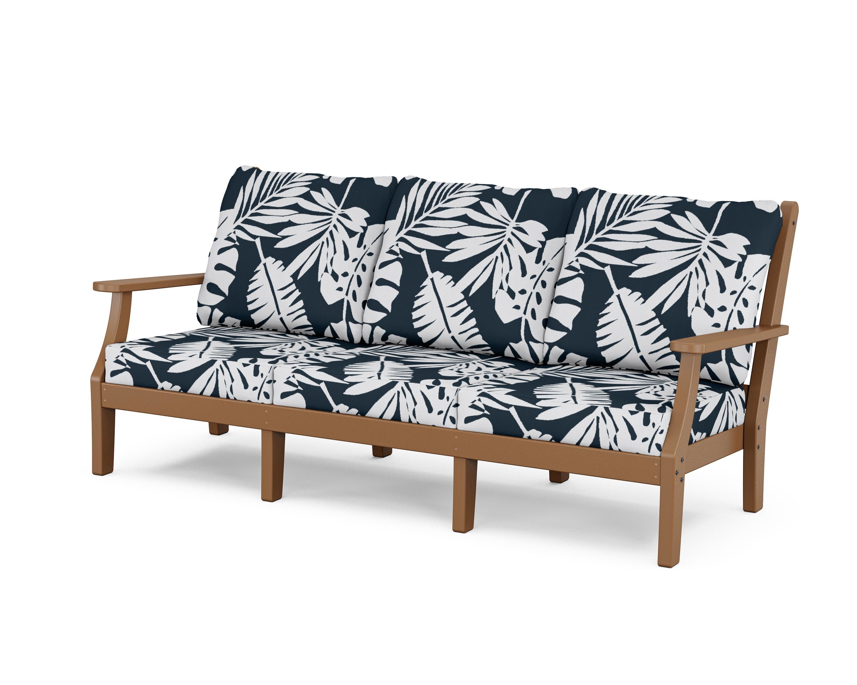 Wovendale Deep Seating Sofa in Teak / Leaf Marine Indigo