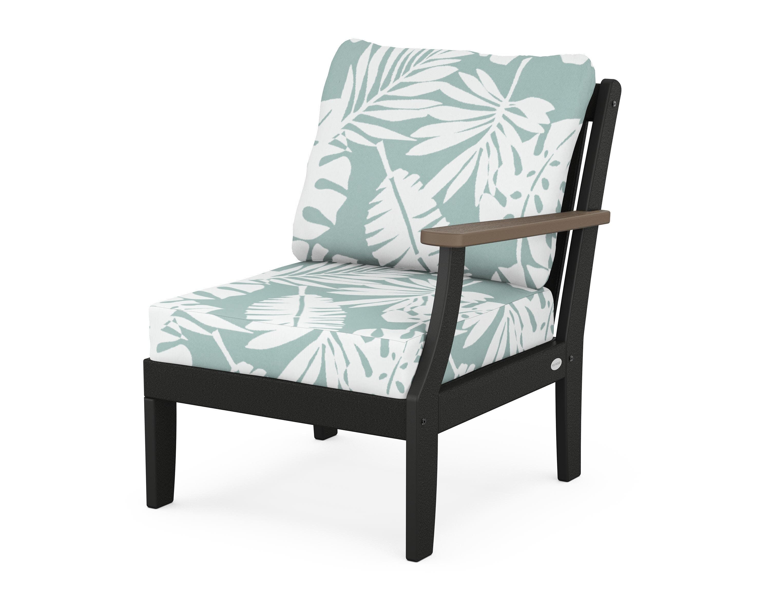 Braxton Modular Right Arm Chair in Black / Kona / Leaf Glacier Spa
