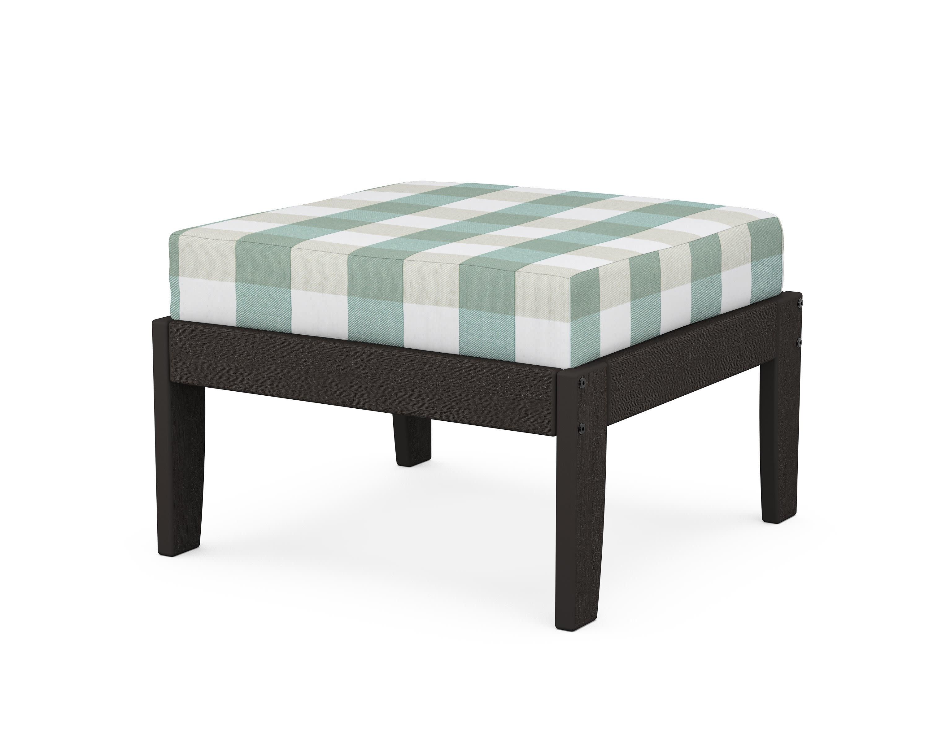 Modular Ottoman - Classic in Vintage Coffee / Buffalo Plaid Glacier Spa