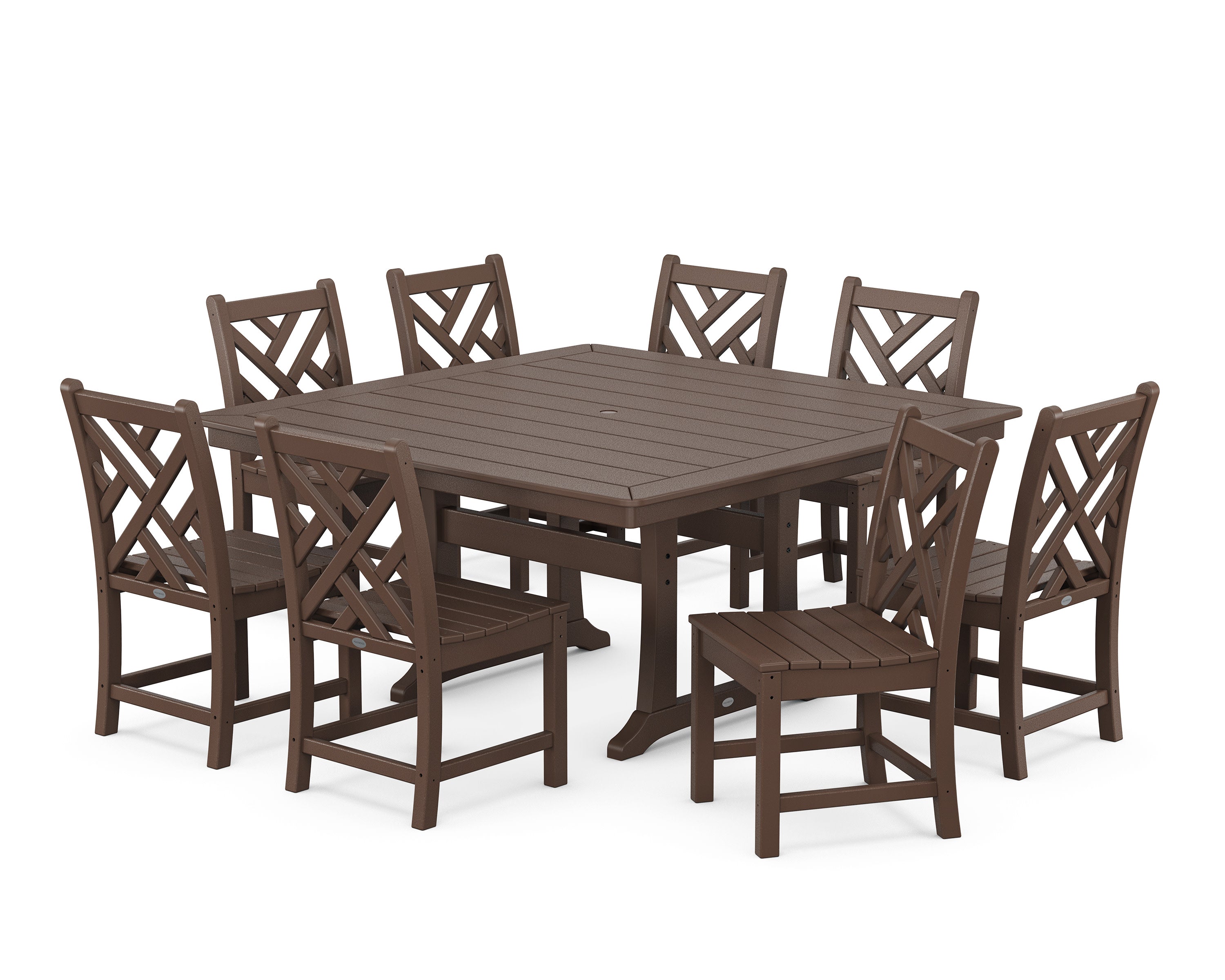 Chippendale 9-Piece Nautical Trestle Dining Set in Mahogany