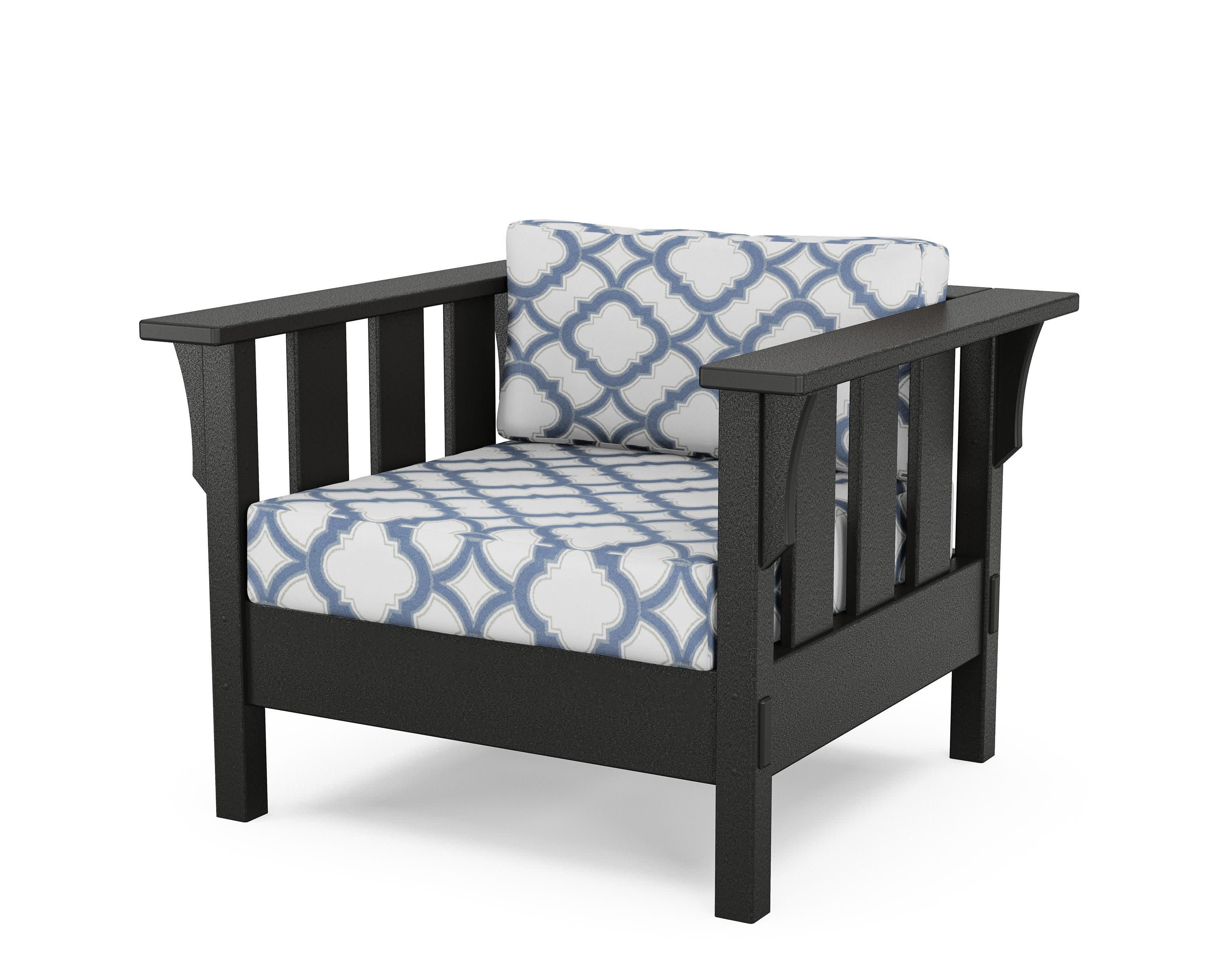 Acadia Deep Seating Chair in Black / Trellis Sky Blue