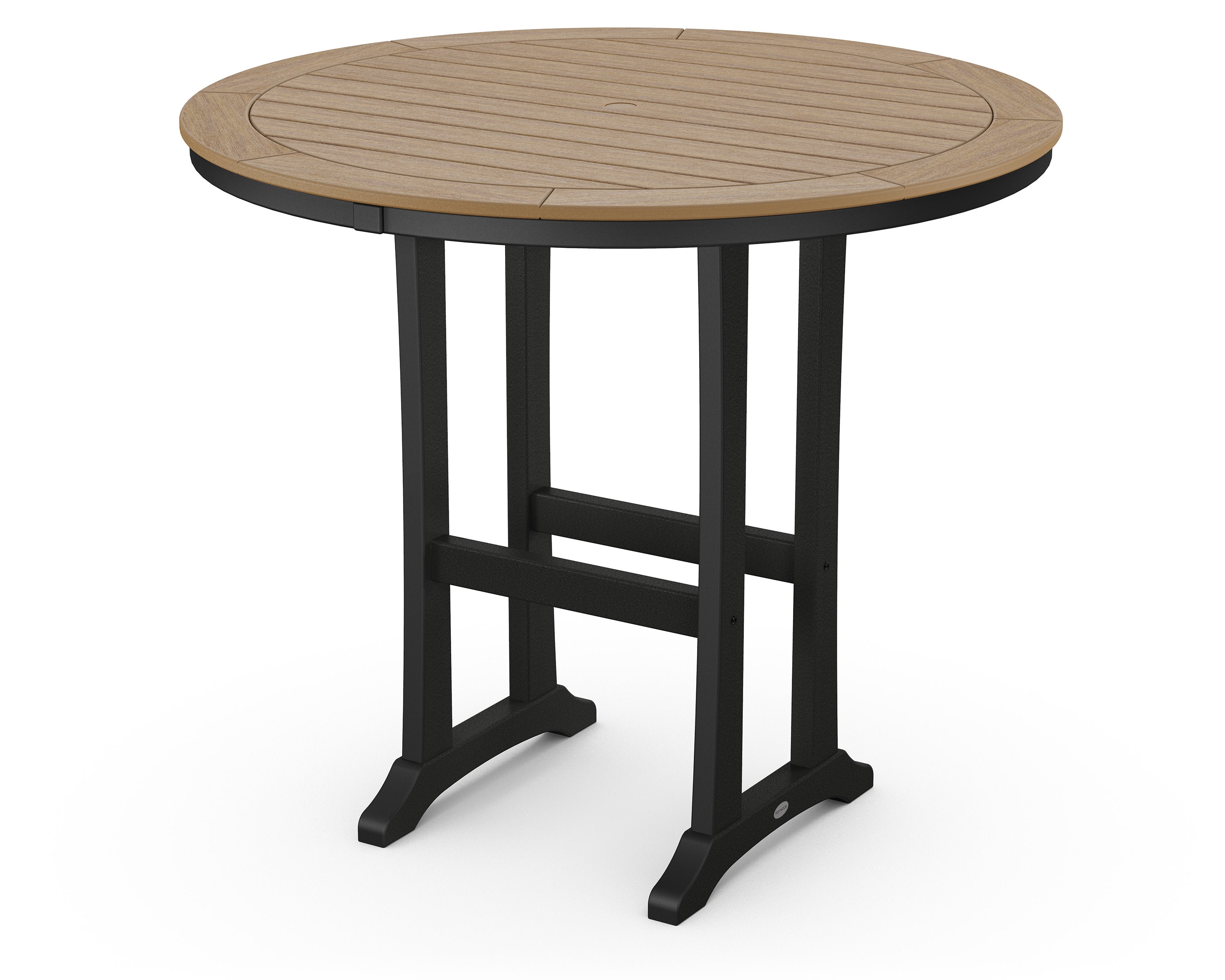 Nautical Trestle 48" Round Bar Table in Black / Natural