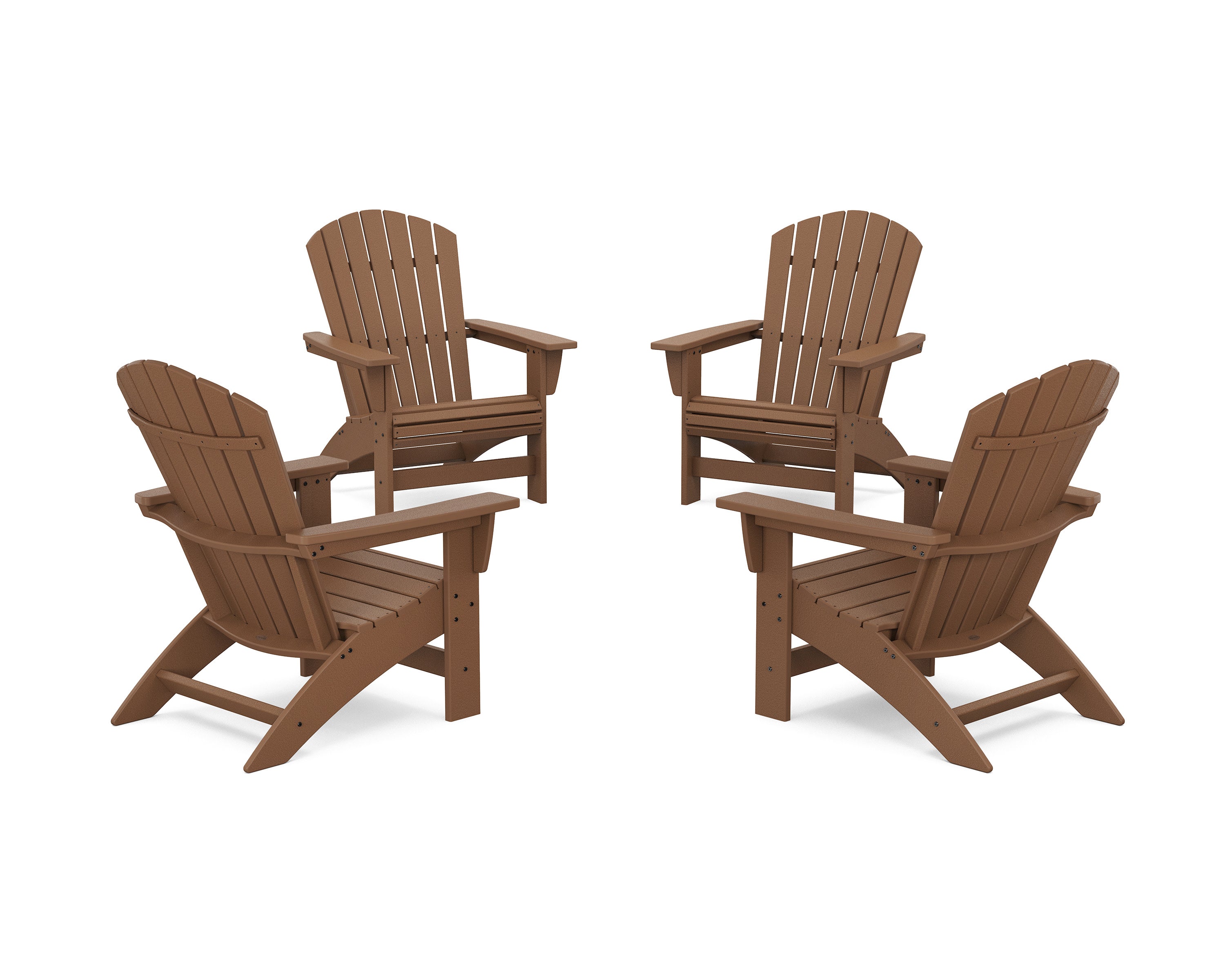 4-Piece Nautical Grand Adirondack Chair Conversation Set in Teak