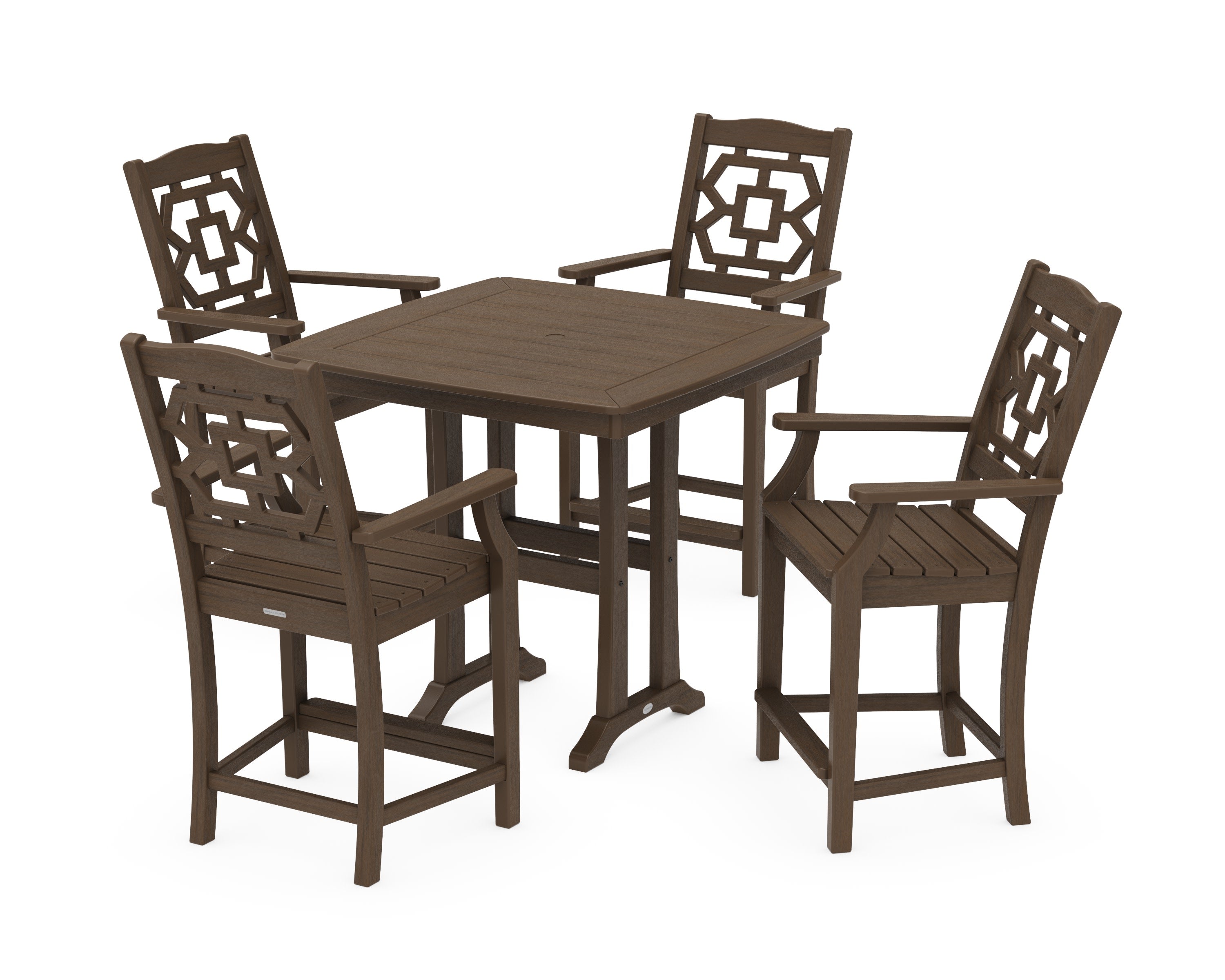 Chinoiserie 5-Piece Counter Set with Trestle Legs in Kona