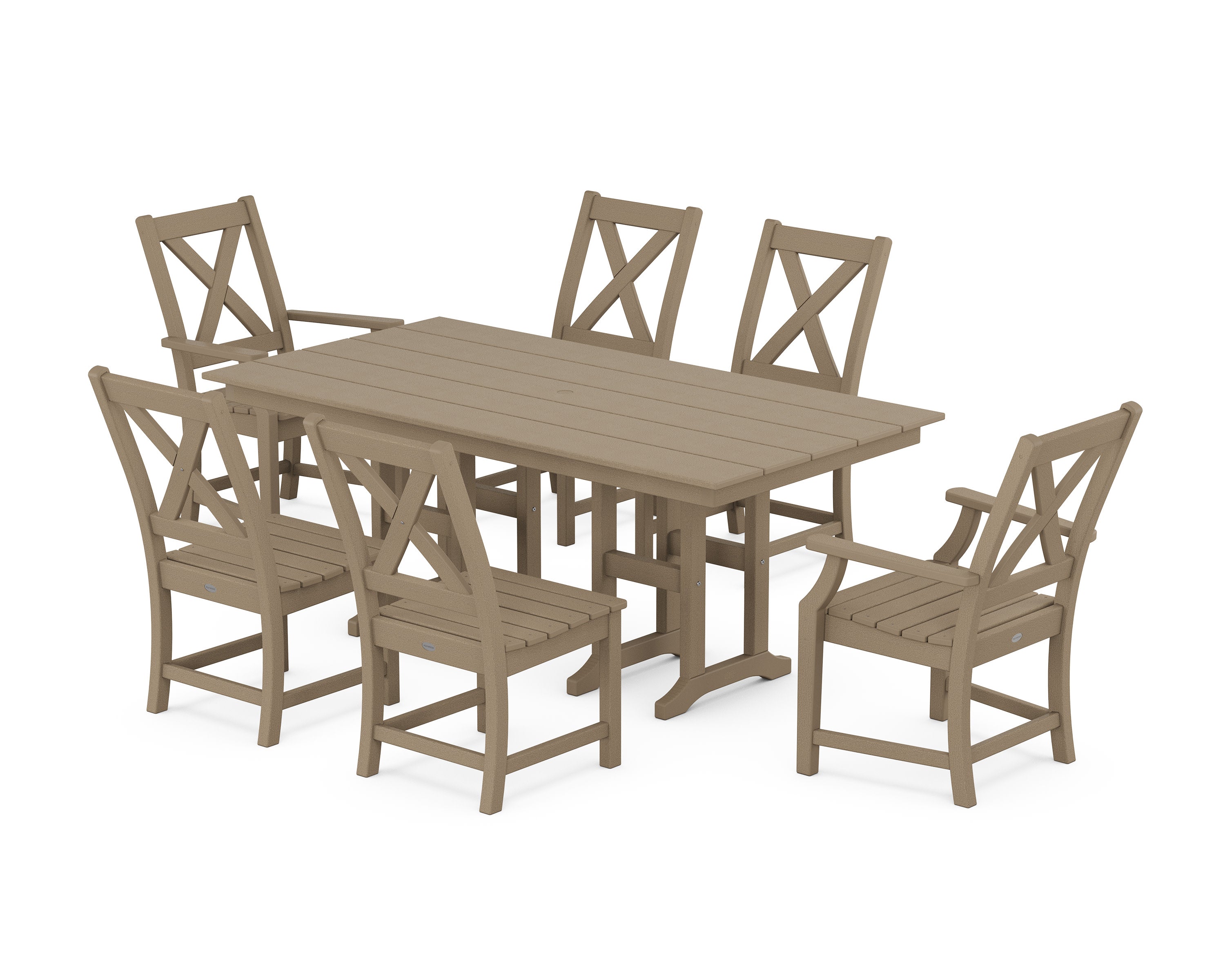 Braxton 7-Piece Farmhouse Dining Set in Vintage Sahara