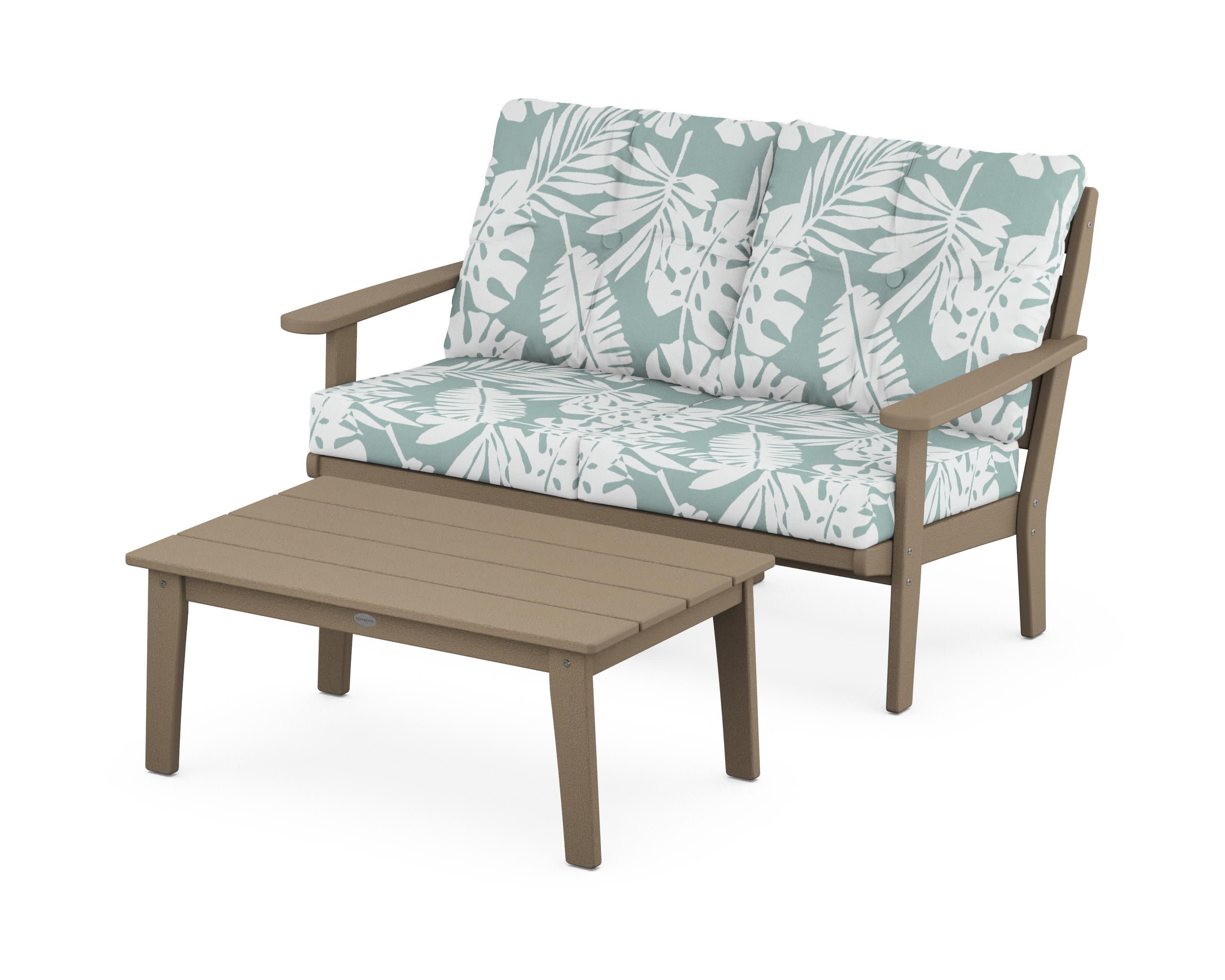 Lakeside 2-Piece Lounge Loveseat Set in Vintage Sahara / Leaf Glacier Spa