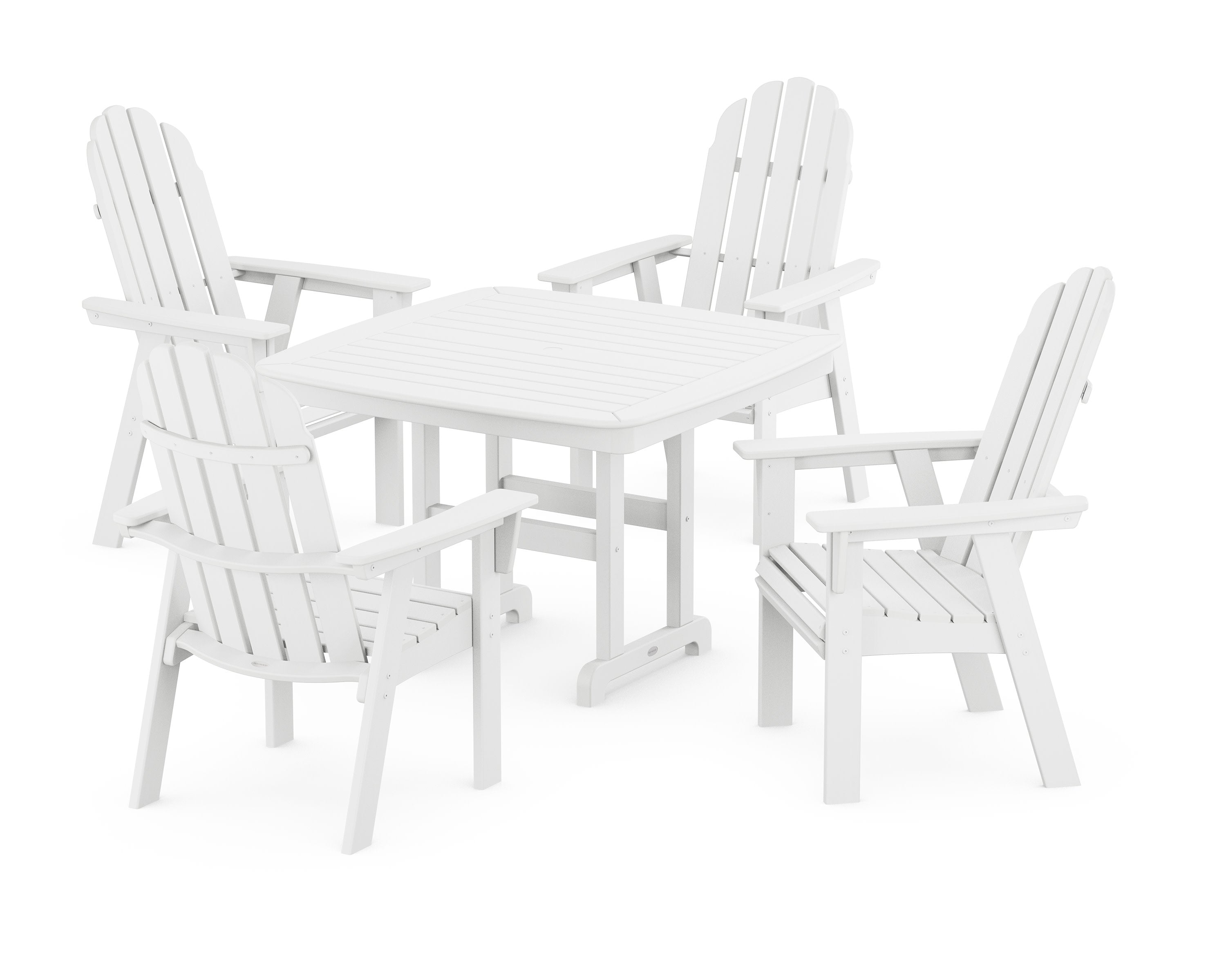Vineyard Curveback Adirondack 5-Piece Dining Set in White