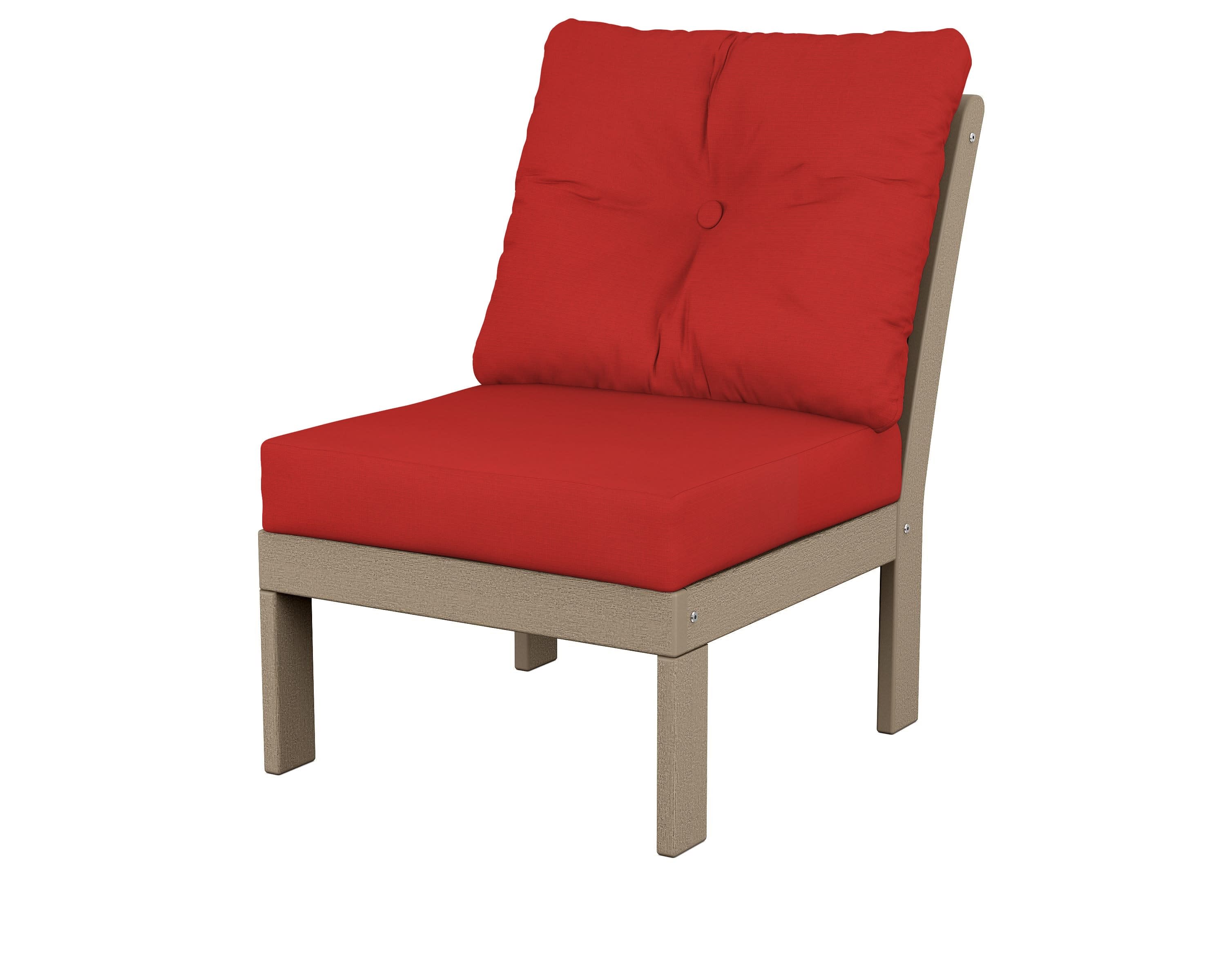 Vineyard Modular Armless Chair in Vintage Sahara / Crimson Linen