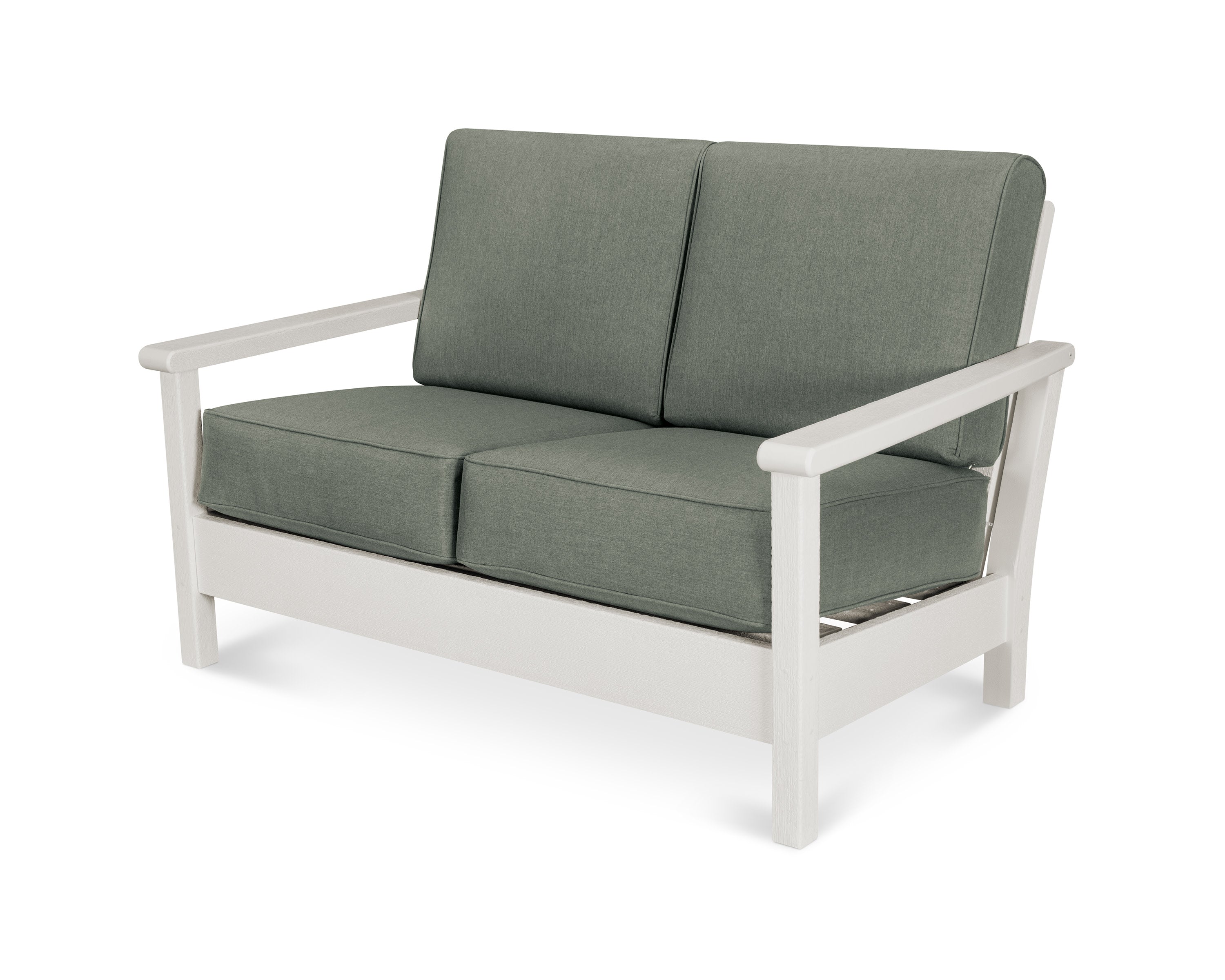 Harbour Deep Seating Loveseat in Vintage White / Cast Sage