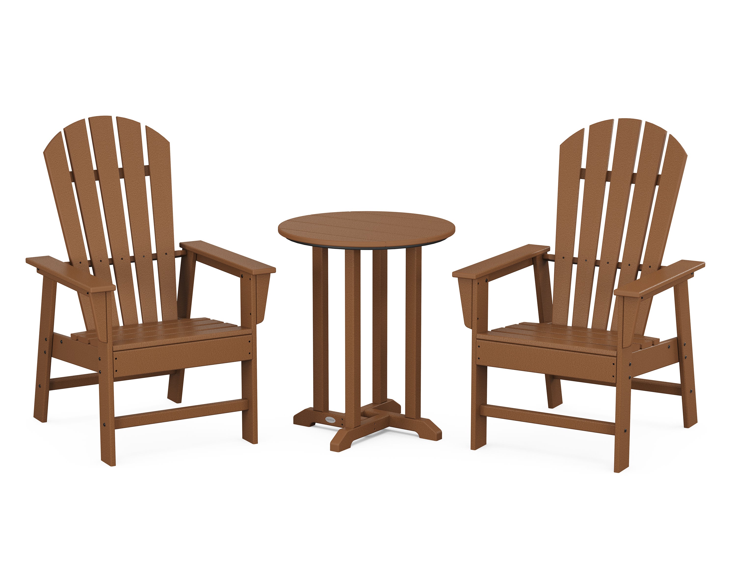 South Beach 3-Piece Round Farmhouse Bistro Dining Set in Teak