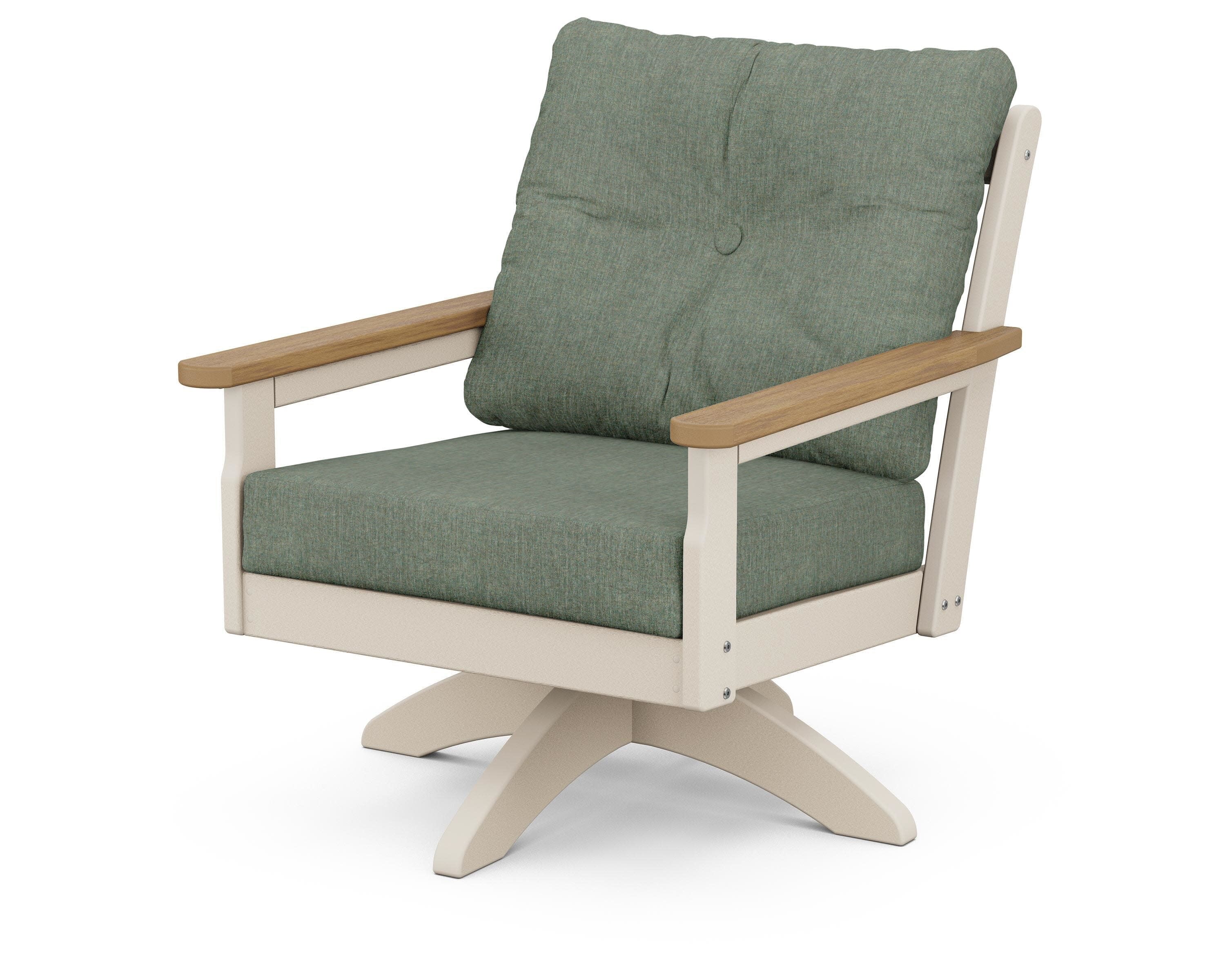 Vineyard Deep Seating Swivel Chair in Sand / Natural / Cast Sage
