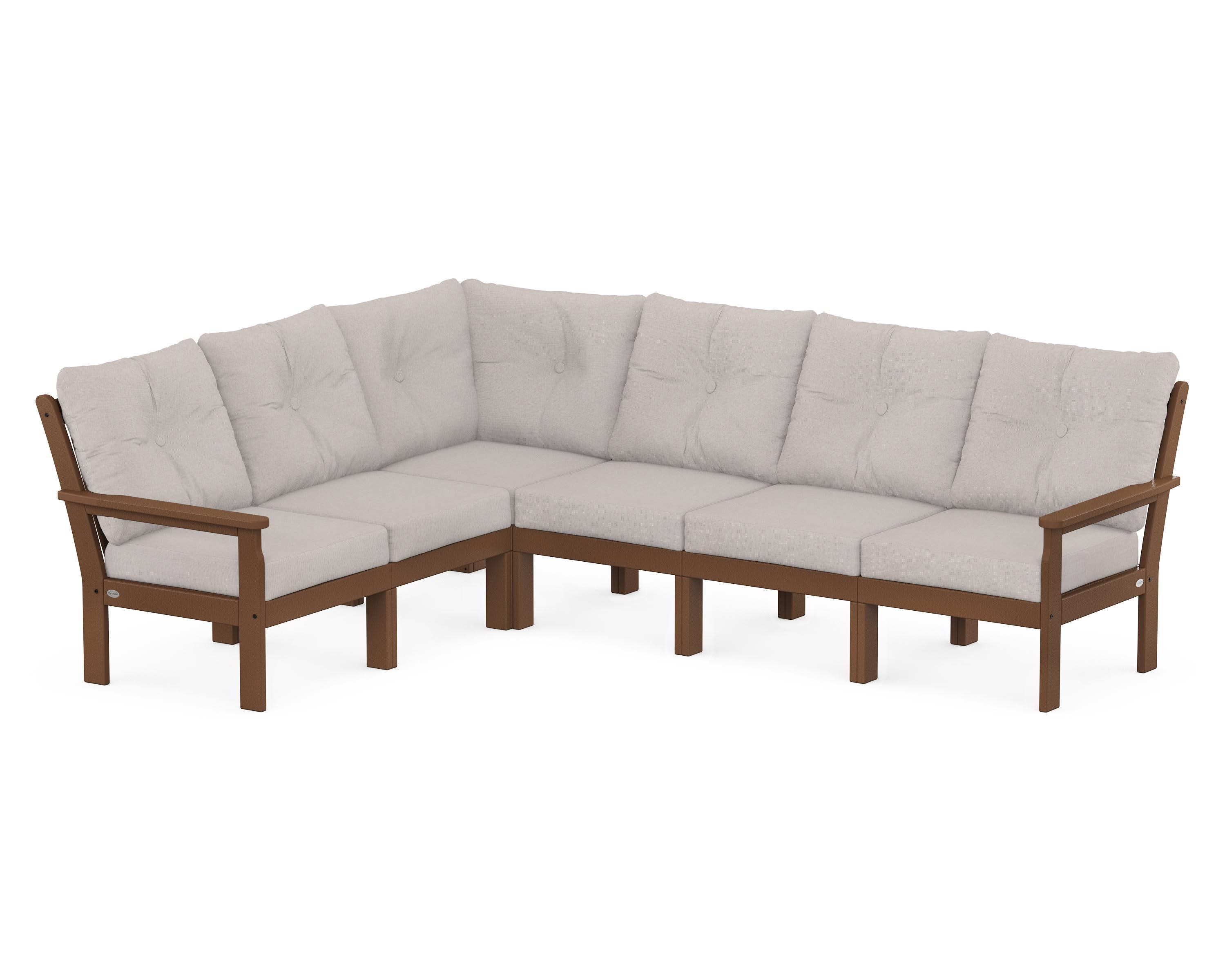 Vineyard 6-Piece Sectional in Teak / Dune Burlap