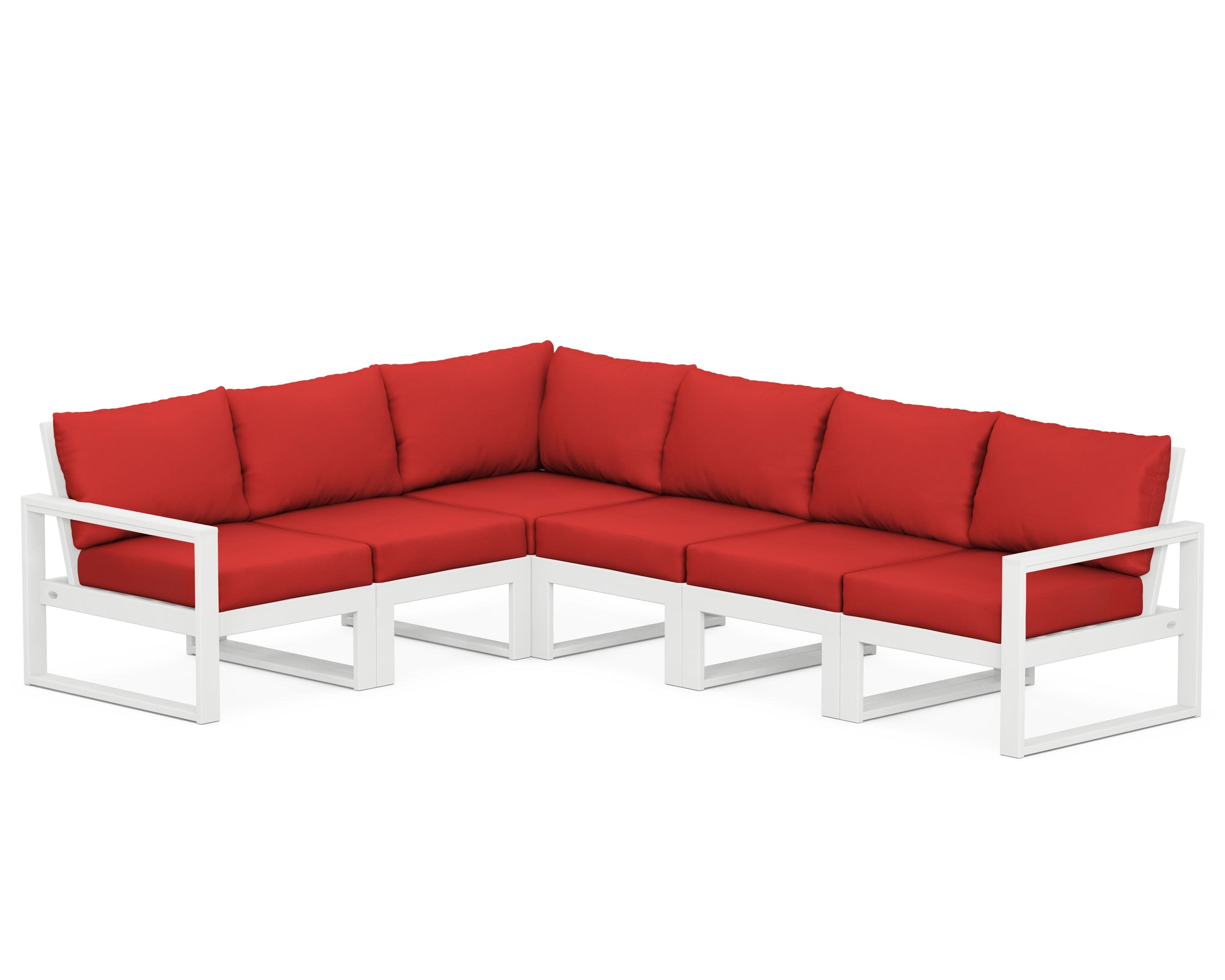 EDGE 6-Piece Modular Deep Seating Set in White / Crimson Linen