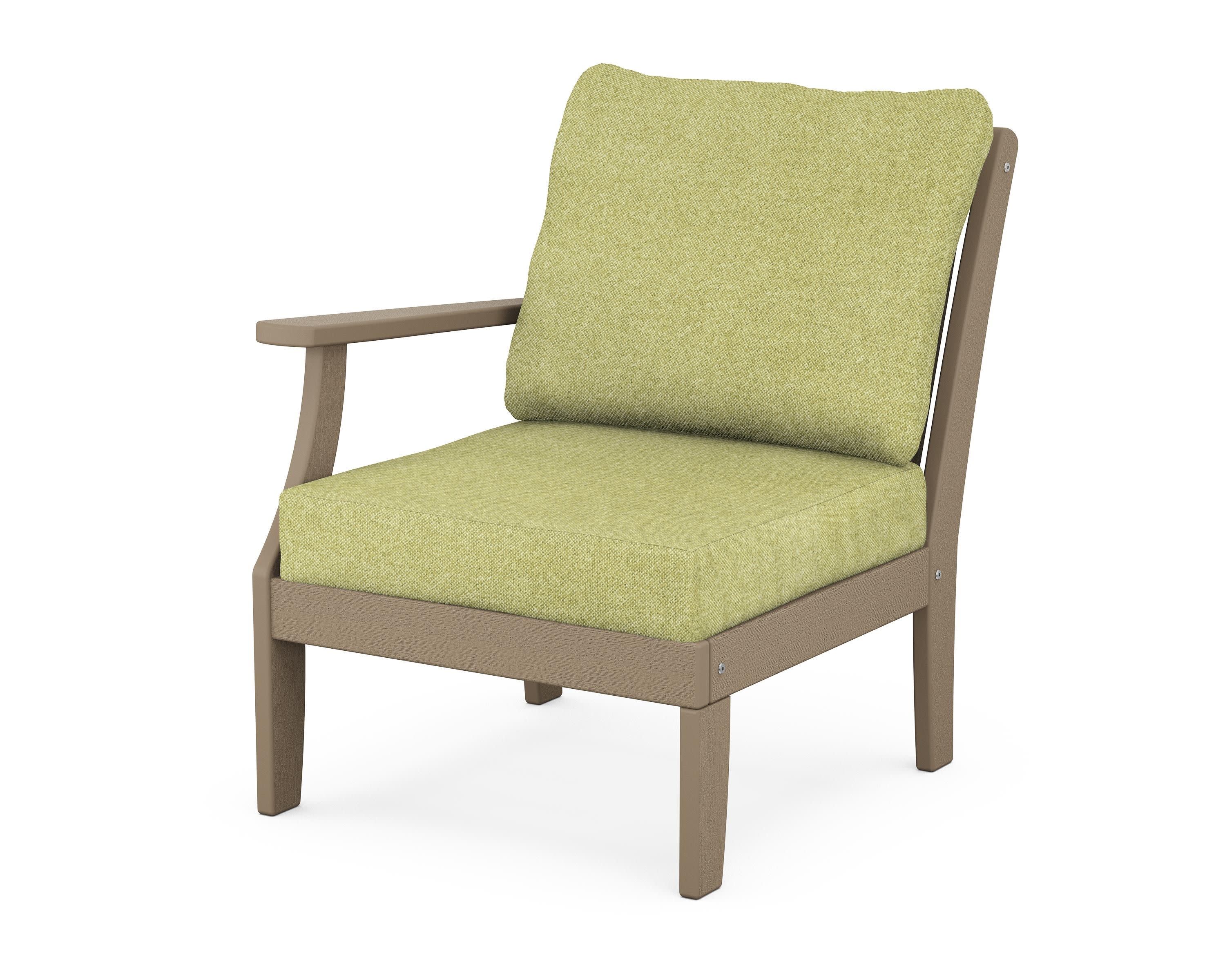 Braxton Modular Left Arm Chair in Vintage Sahara / Chartreuse Boucle
