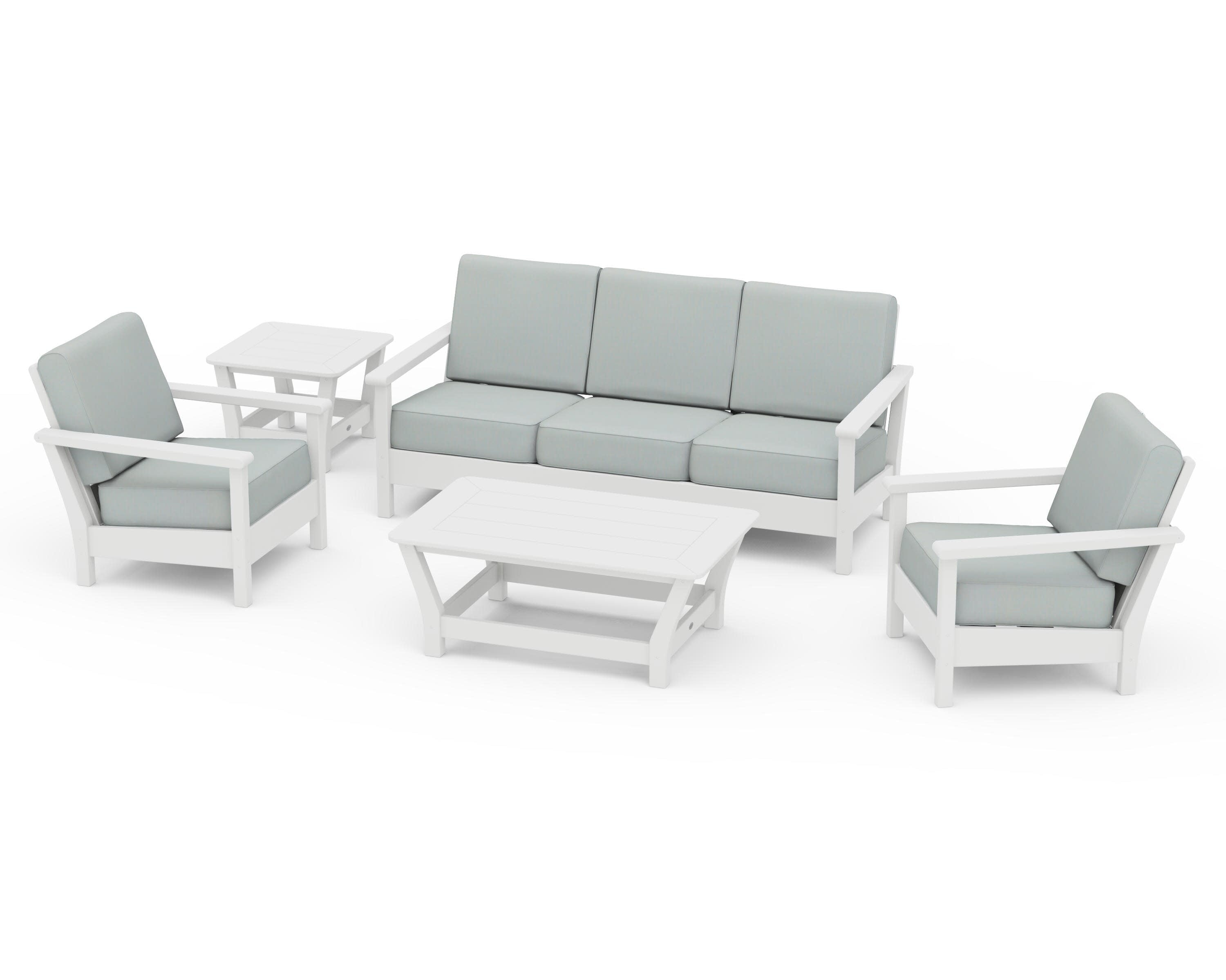 Harbour 5-Piece Deep Seating Set in White / Spa
