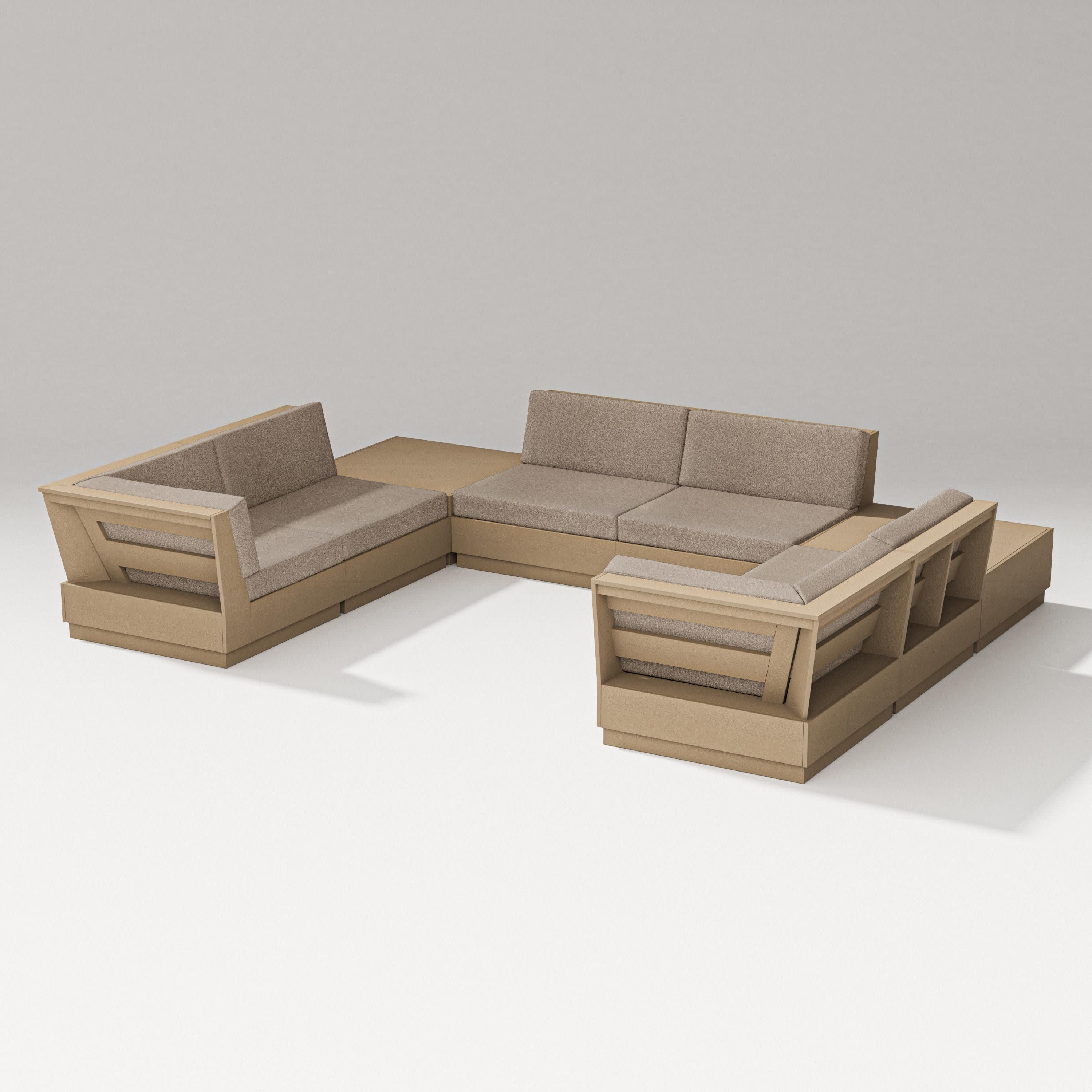 Elevate 8-Piece U-Shaped Sectional in Vintage Sahara / Spiced Burlap