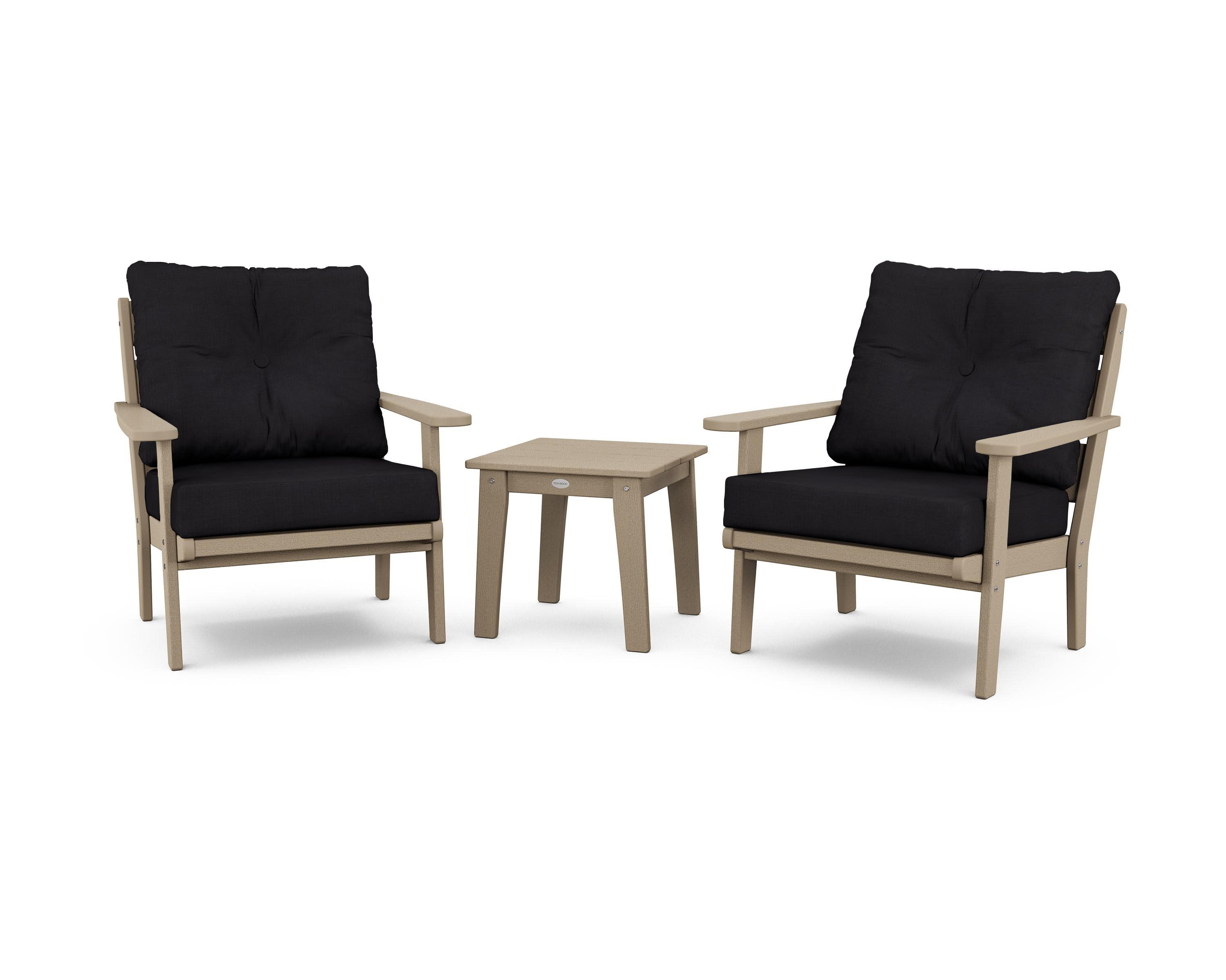 Lakeside 3-Piece Deep Seating Chair Set in Vintage Sahara / Midnight Linen