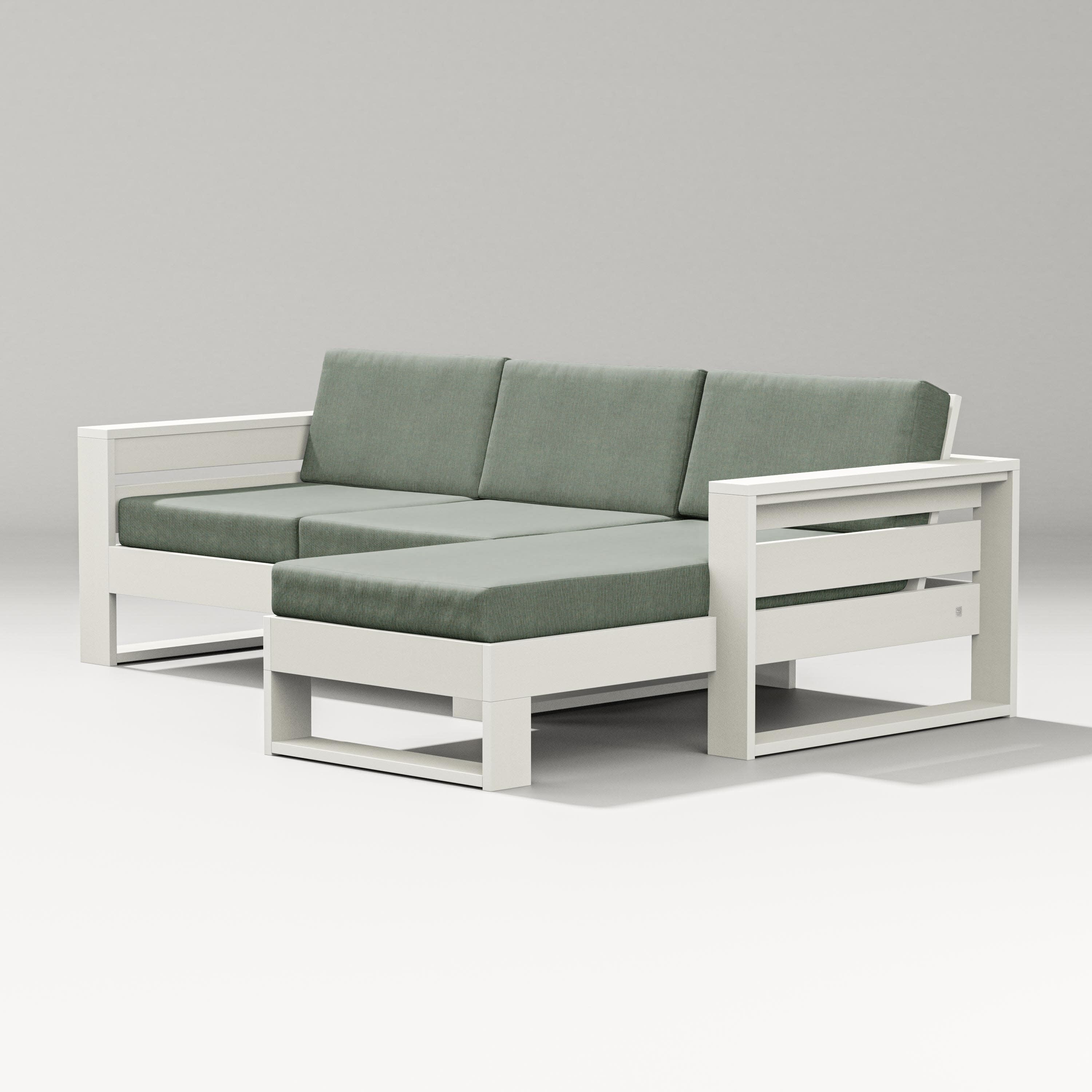 Latitude Right Chaise Sectional in Vintage White / Cast Sage