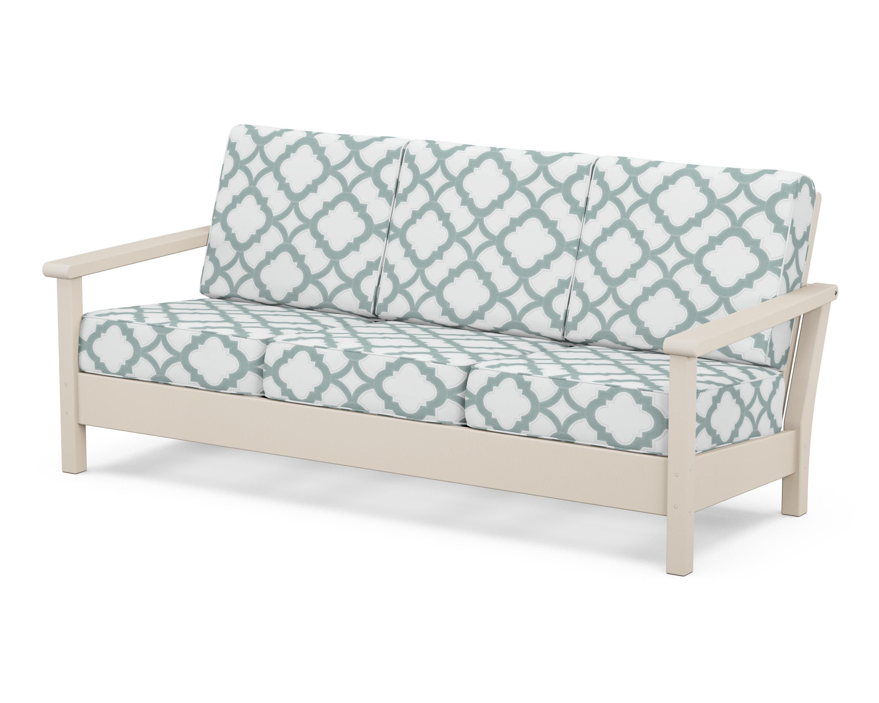 Harbour Deep Seating Sofa in Sand / Trellis Glacier Spa