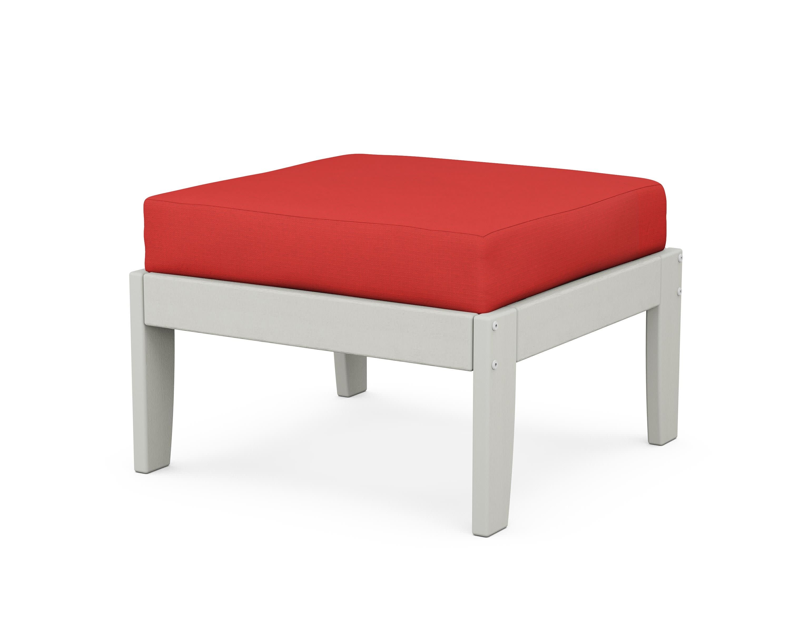 Modular Ottoman - Classic in Vintage White / Crimson Linen