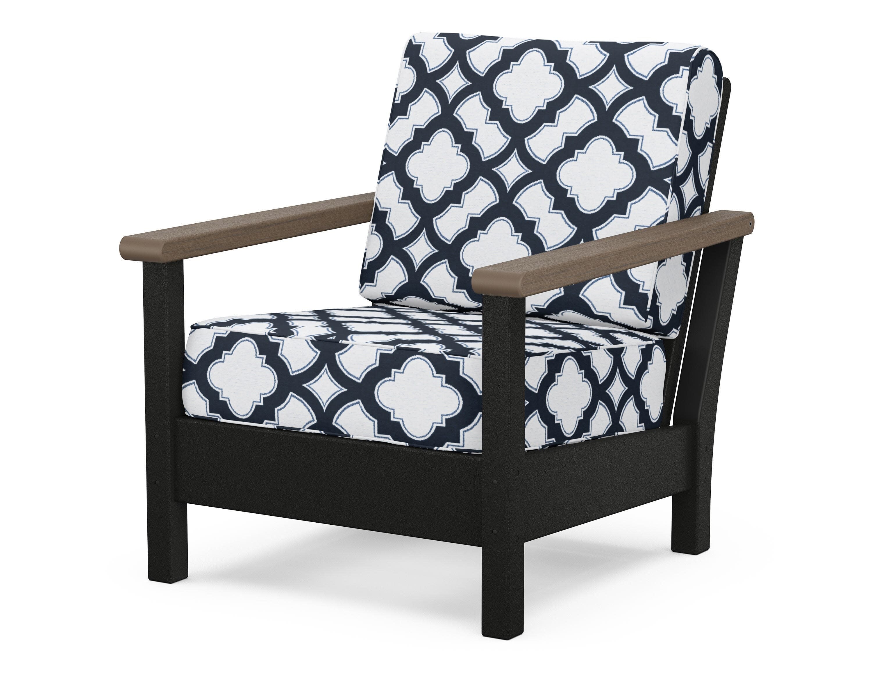 Harbour Deep Seating Chair in Black / Kona / Trellis Marine Indigo