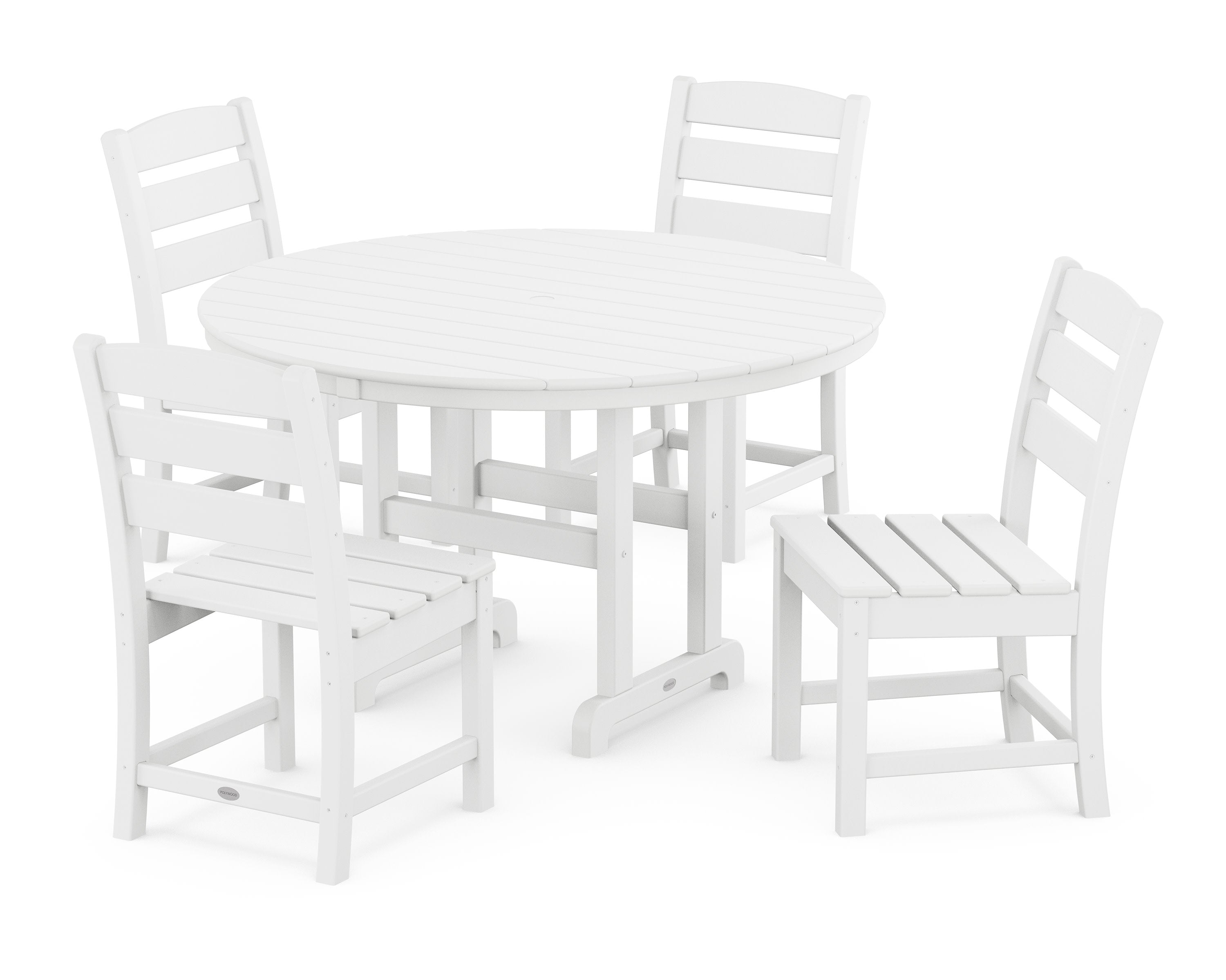 Lakeside 5-Piece Round Farmhouse Side Chair Dining Set in White