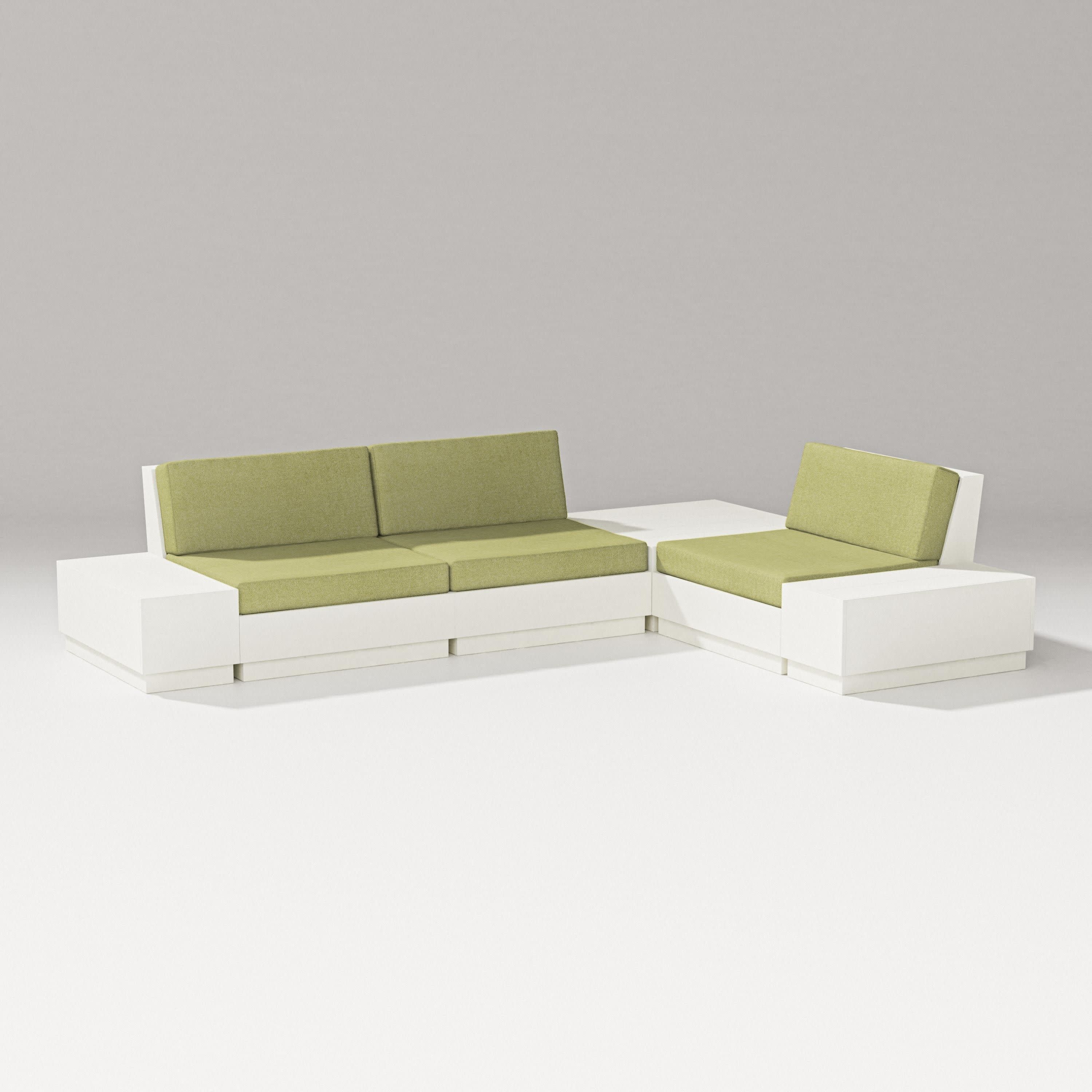 Elevate 6-Piece Corner Sectional in Vintage White / Chartreuse Boucle