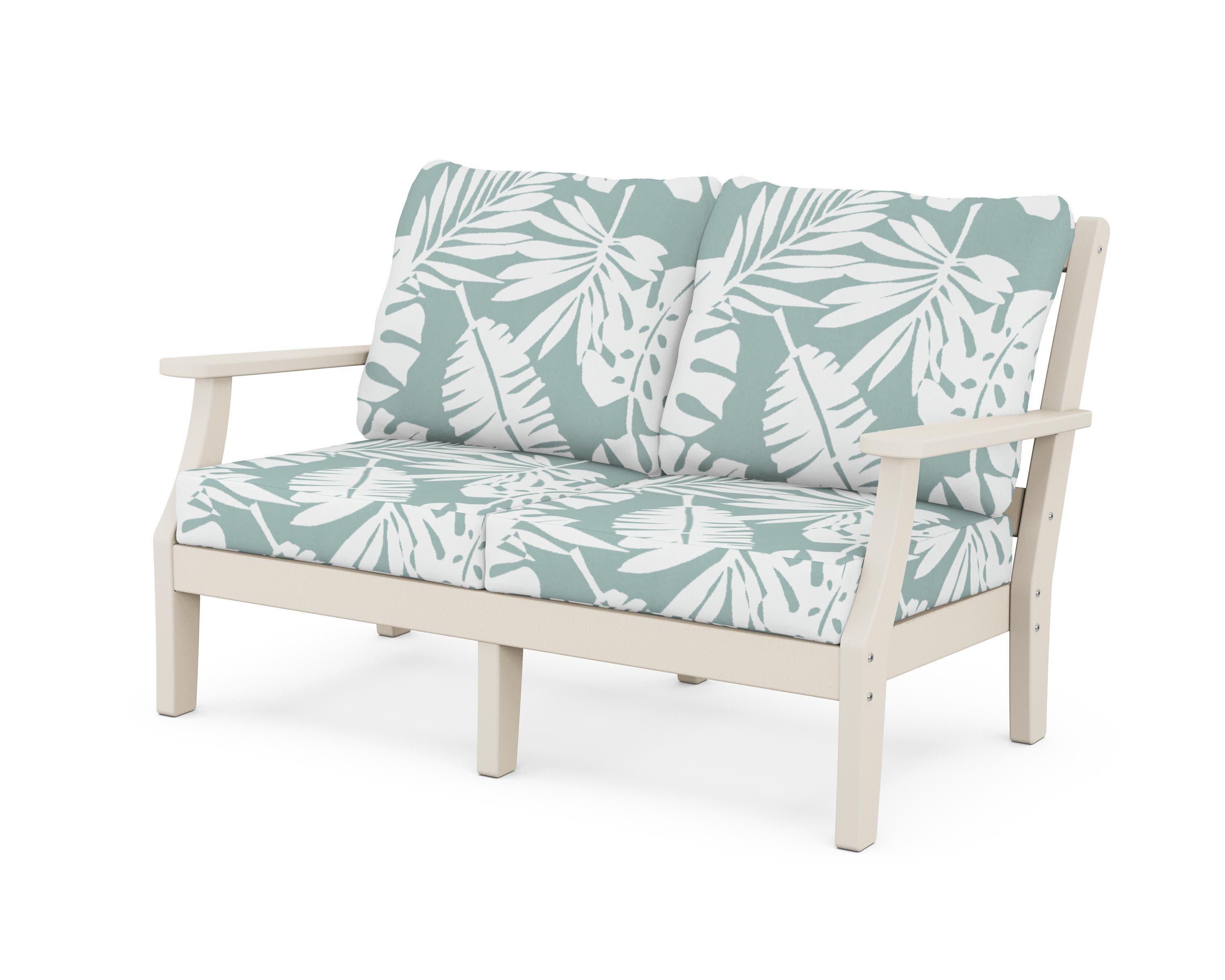 Chinoiserie Deep Seating Loveseat in Sand / Leaf Glacier Spa