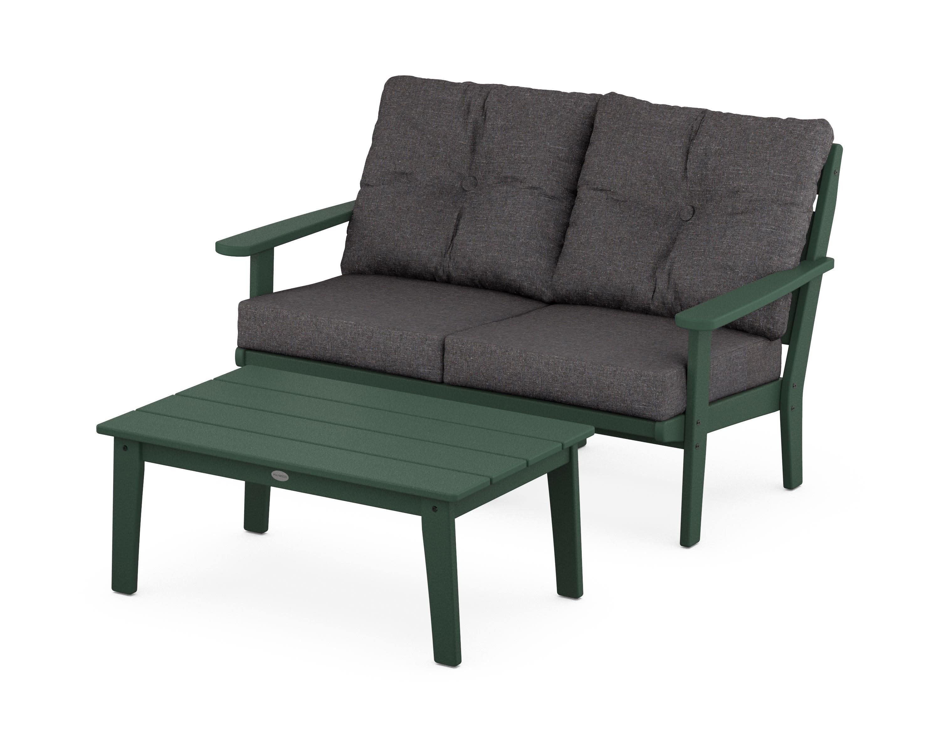 Lakeside 2-Piece Lounge Loveseat Set in Green / Ash Charcoal