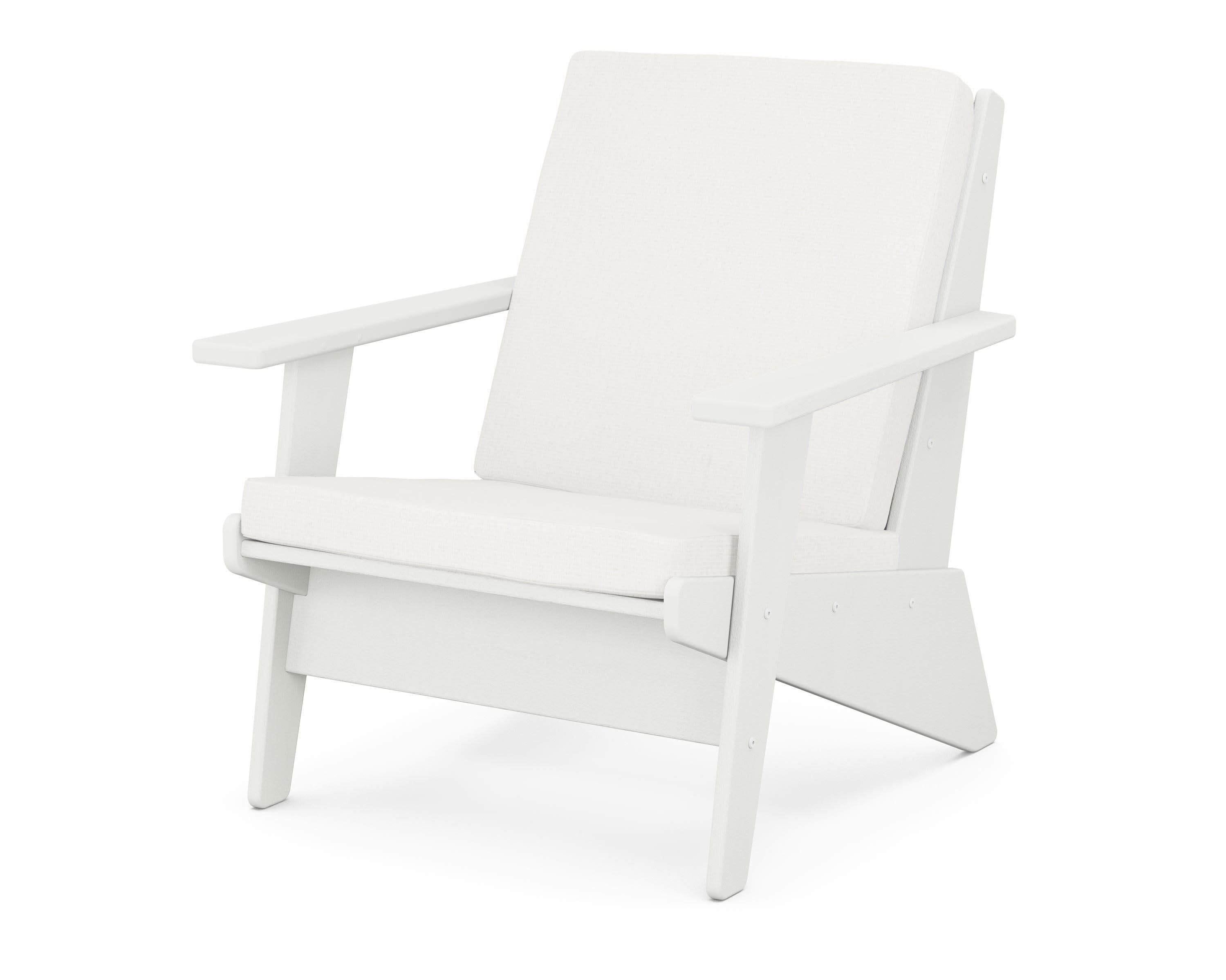 Riviera Modern Lounge Chair in Vintage White / Natural Linen