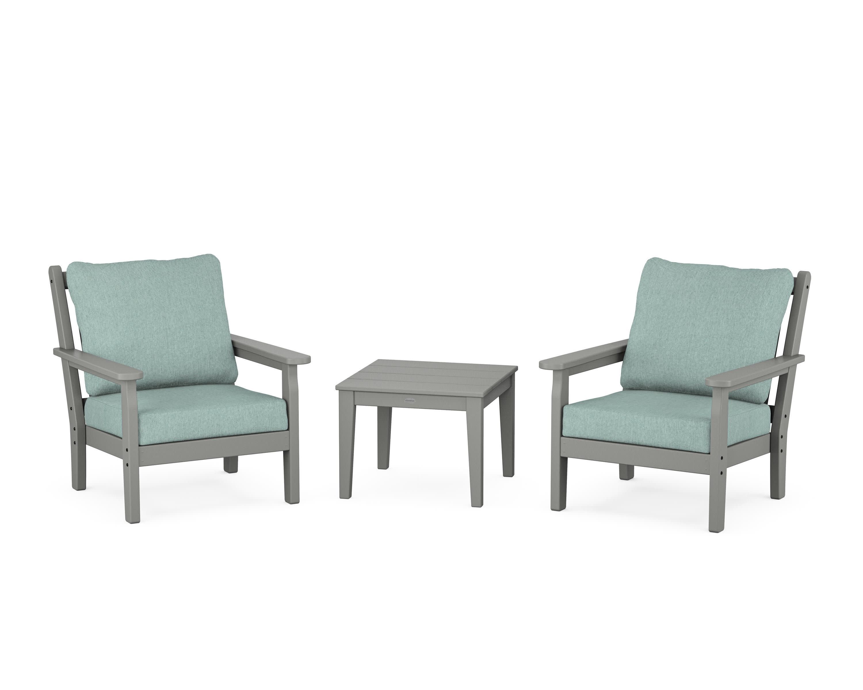Chippendale 3-Piece Deep Seating Set in Slate Grey / Glacier Spa