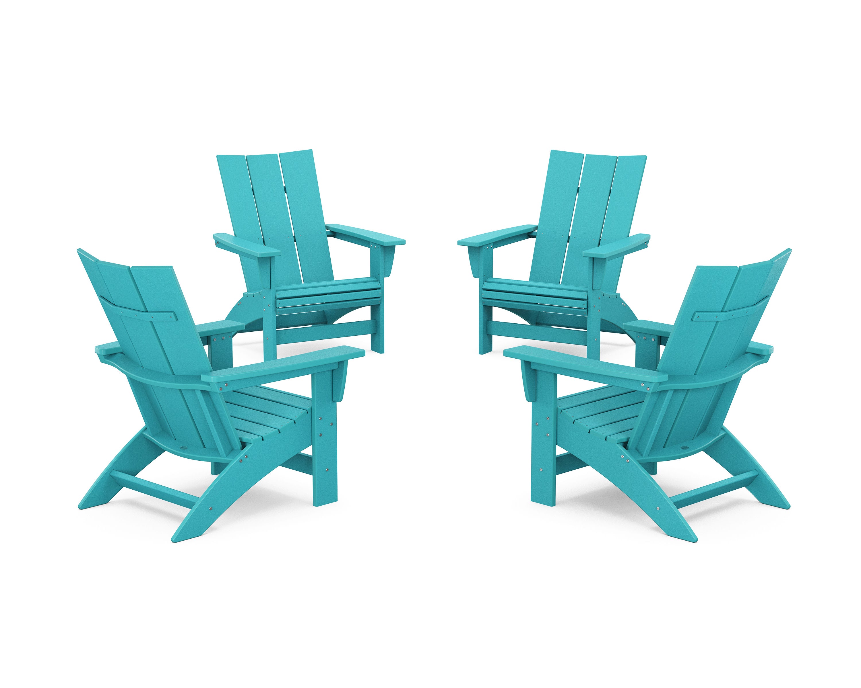 4-Piece Modern Grand Adirondack Chair Conversation Set in Aruba