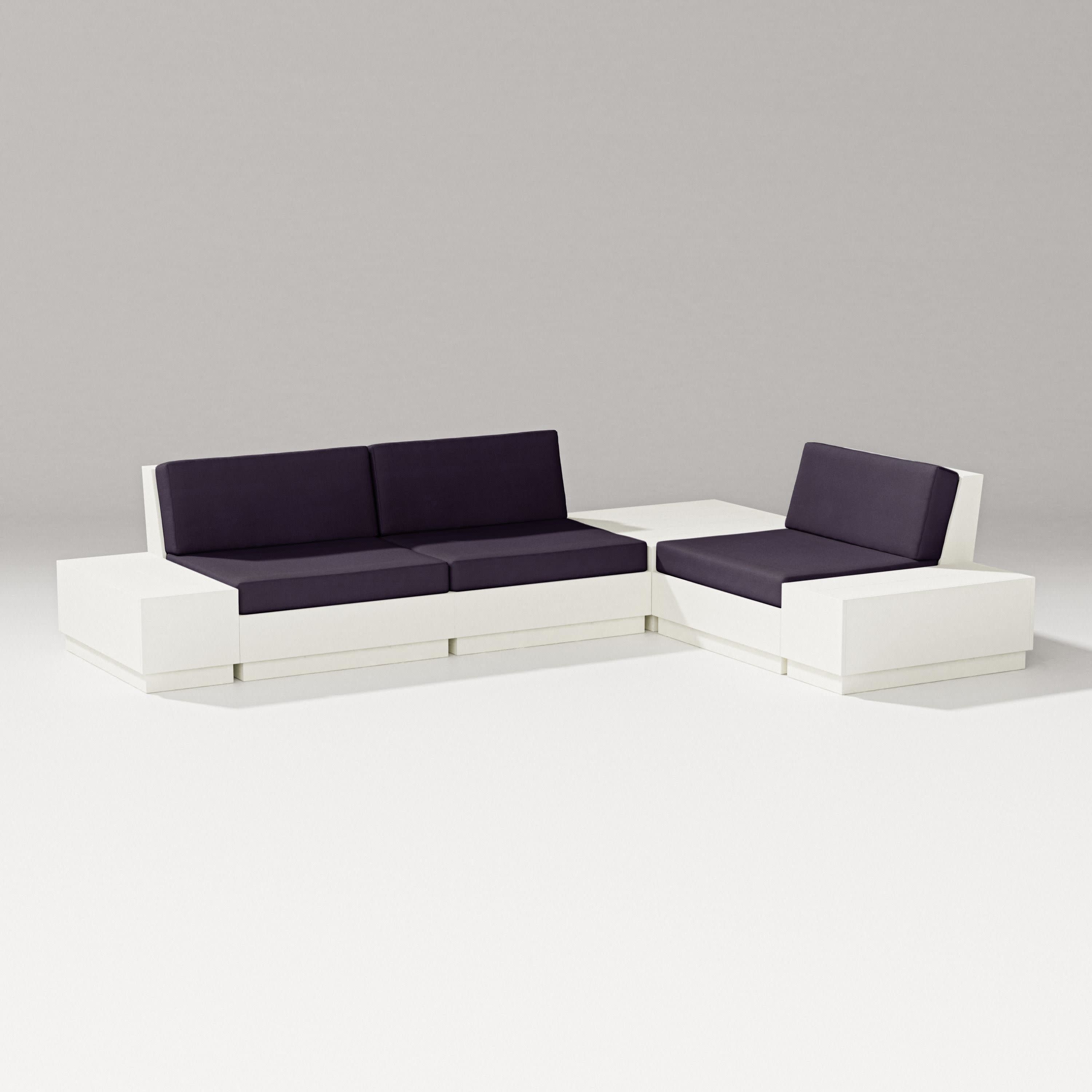 Elevate 6-Piece Corner Sectional in Vintage White / Navy Linen