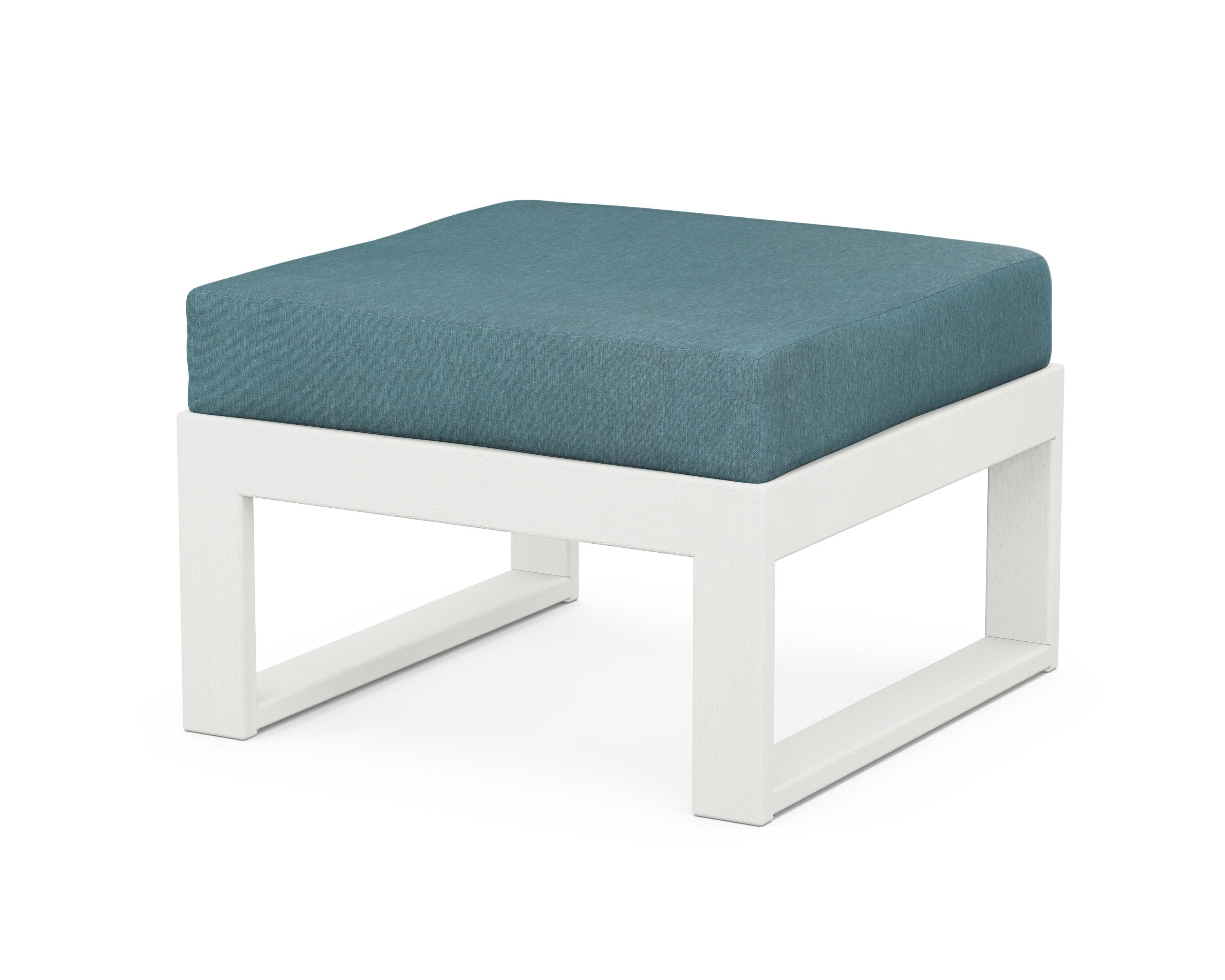Modular Ottoman - Modern in Vintage White / Ocean Teal