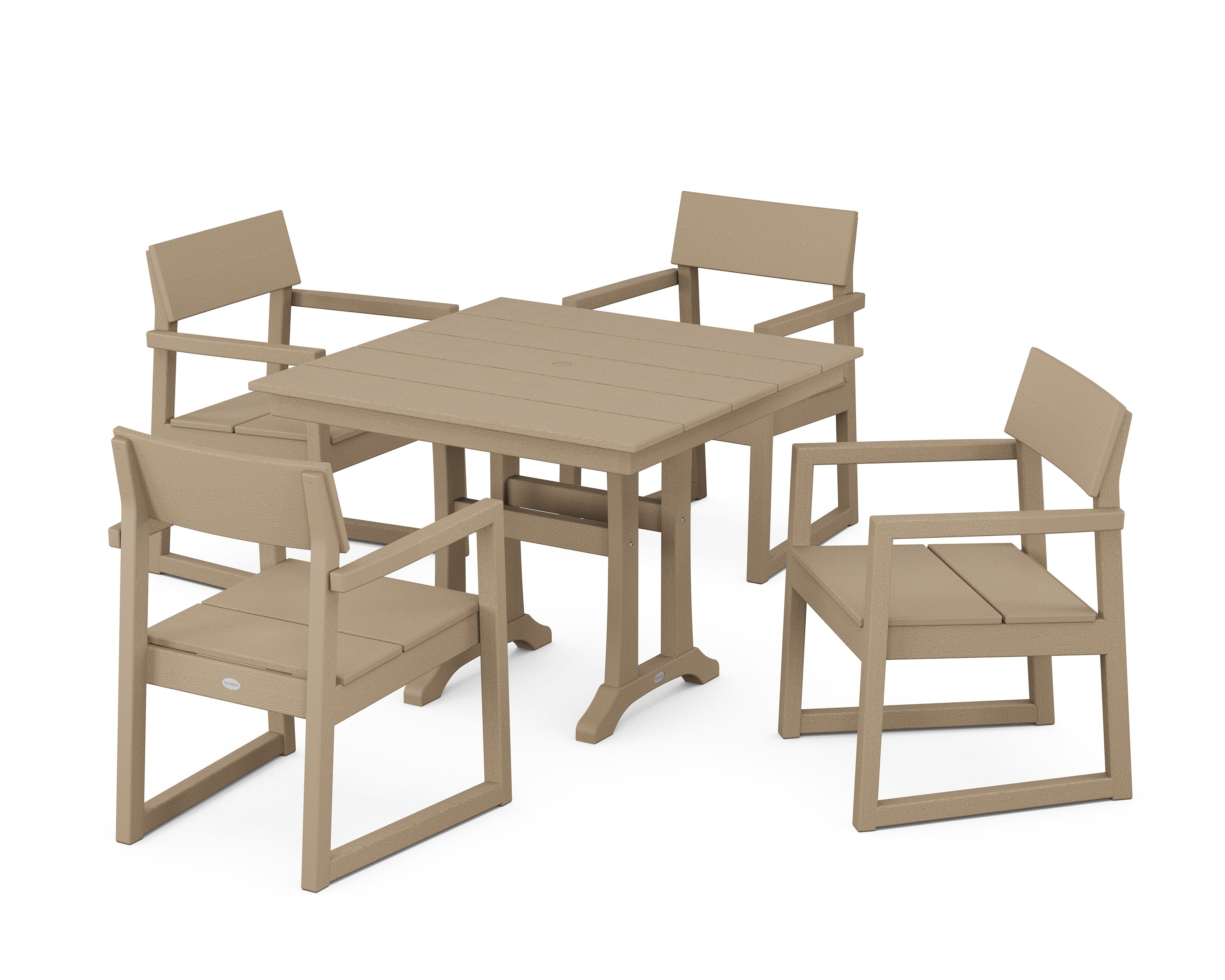 EDGE 5-Piece Farmhouse Dining Set With Trestle Legs in Vintage Sahara