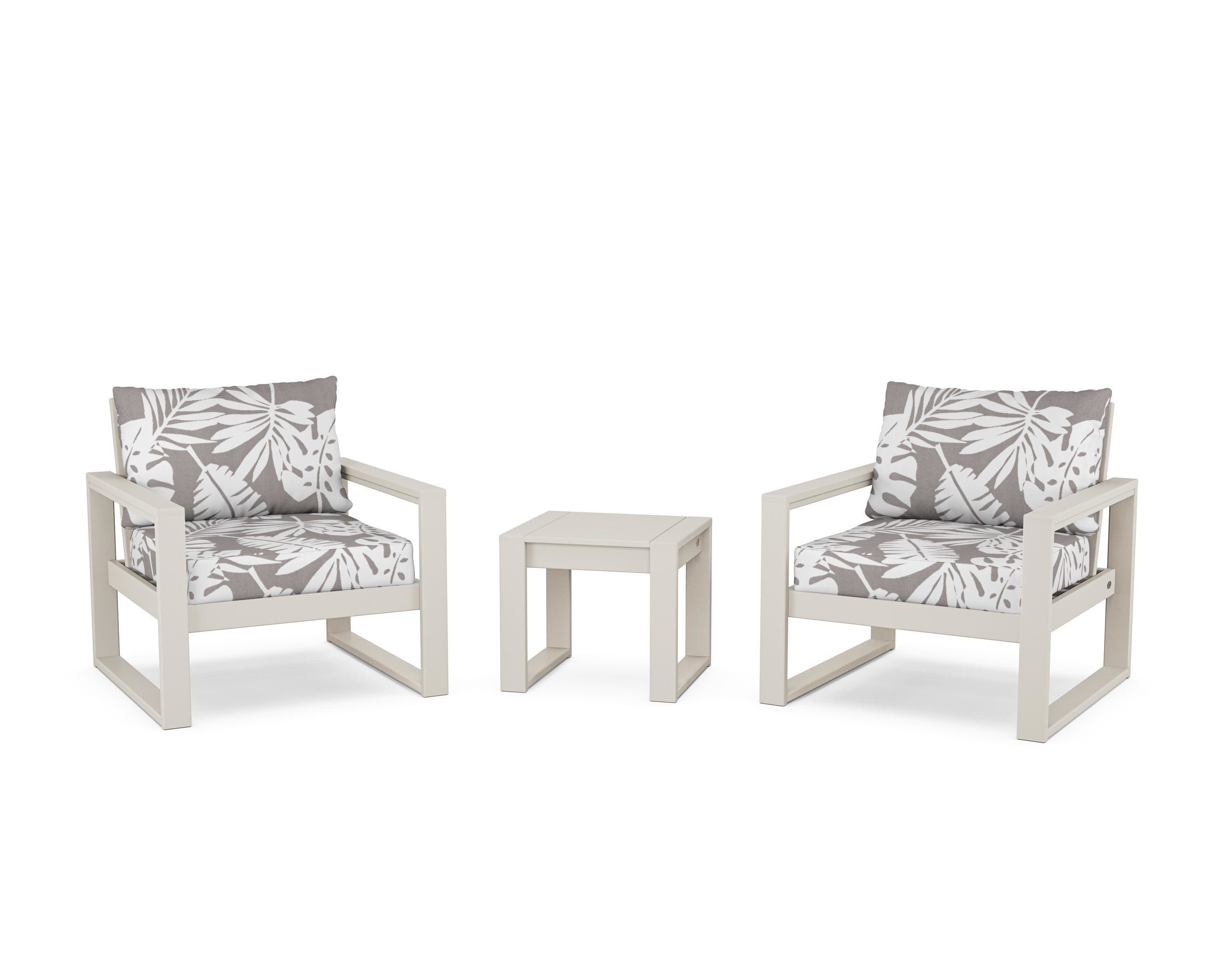EDGE Sectional 3-Piece Deep Seating Set in Sand / Leaf Grey Mist