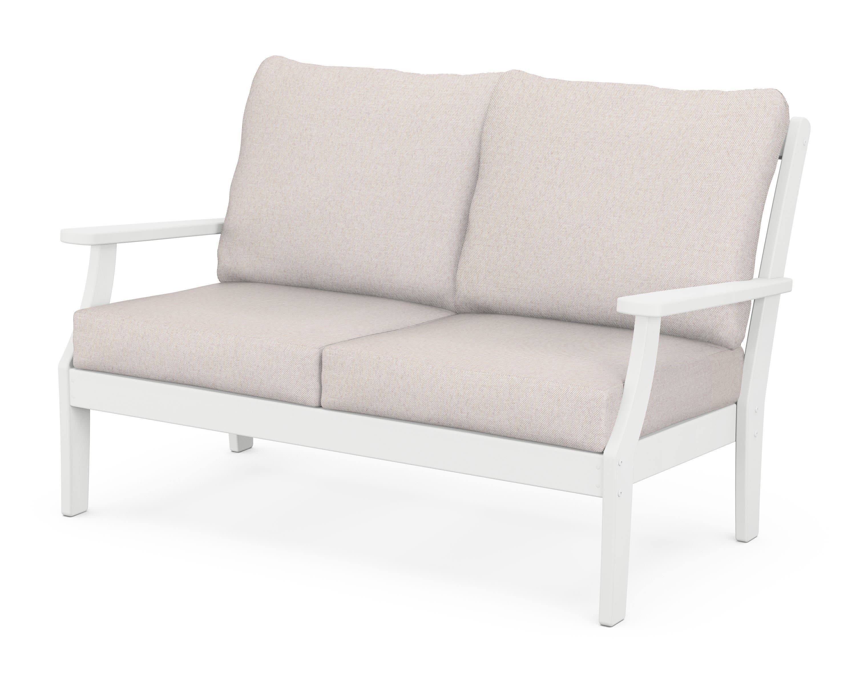 Braxton Deep Seating Loveseat in White / Dune Burlap