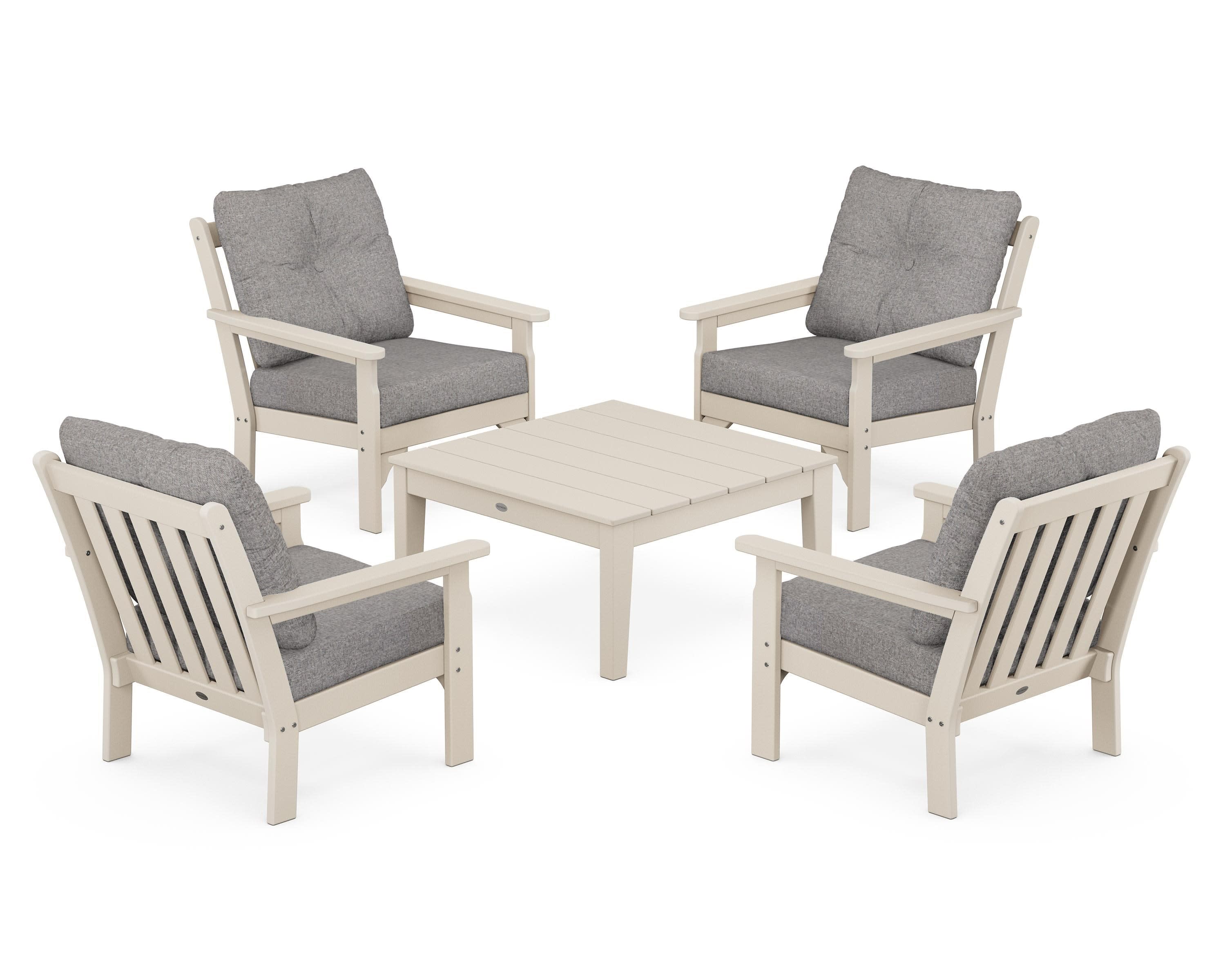 Vineyard 5-Piece Deep Seating Conversation Set in Sand / Grey Mist