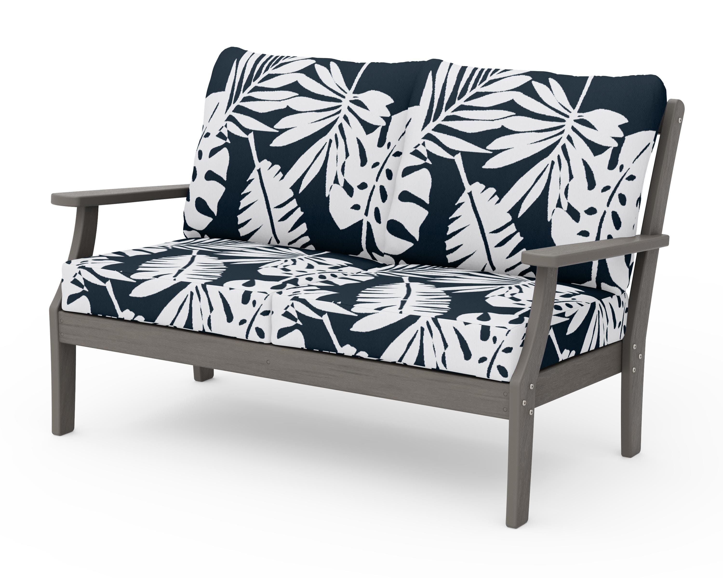 Braxton Deep Seating Loveseat in Driftwood / Leaf Marine Indigo